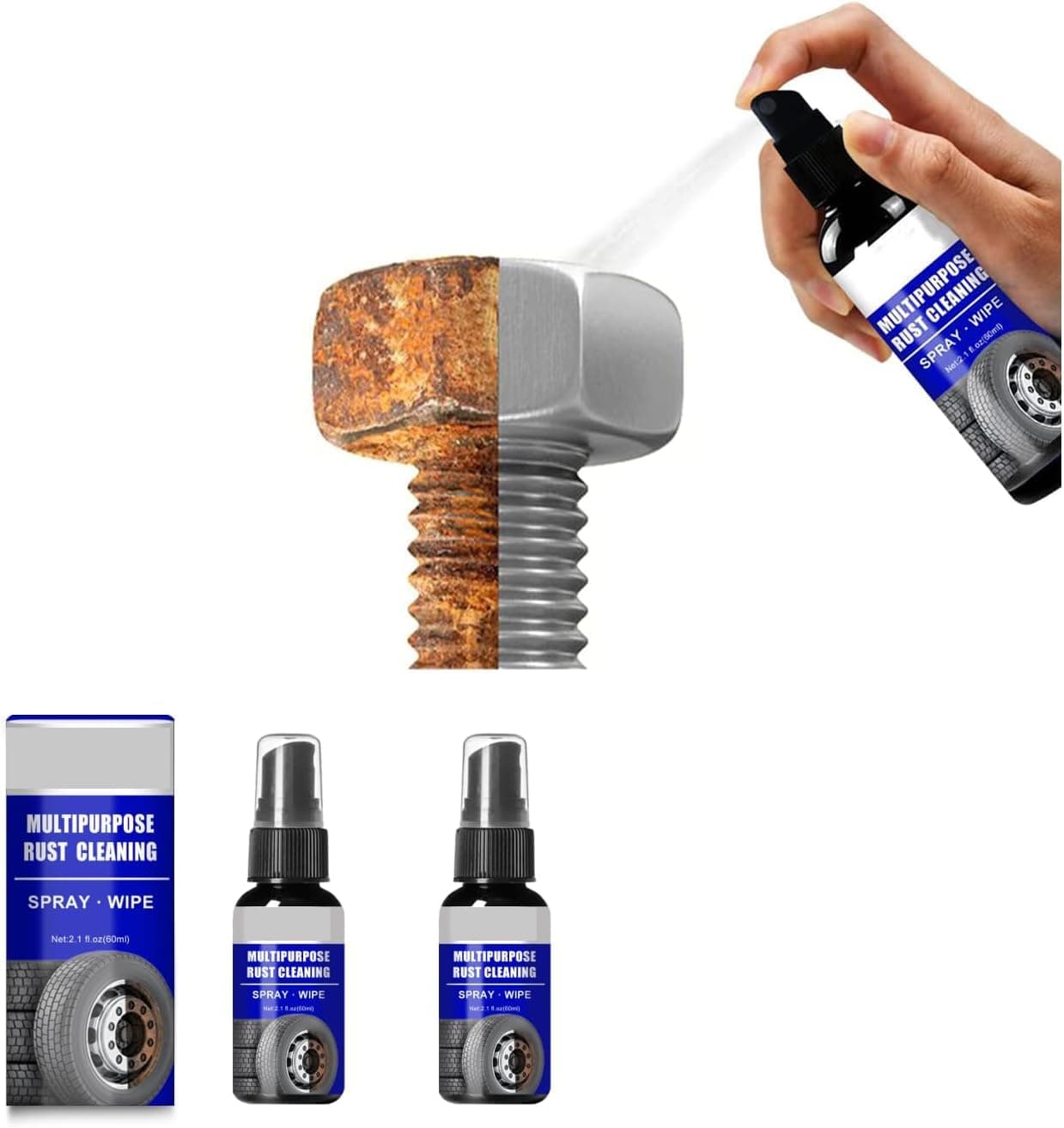 Multipurpose Rust Remover Spray, Instant Rustout Remover Spray Car Care Rust Cleaning Spray Rust Remover Rapid Rustout Spray Remover Quick-Action Rustout Remover Spray for Metal Parts