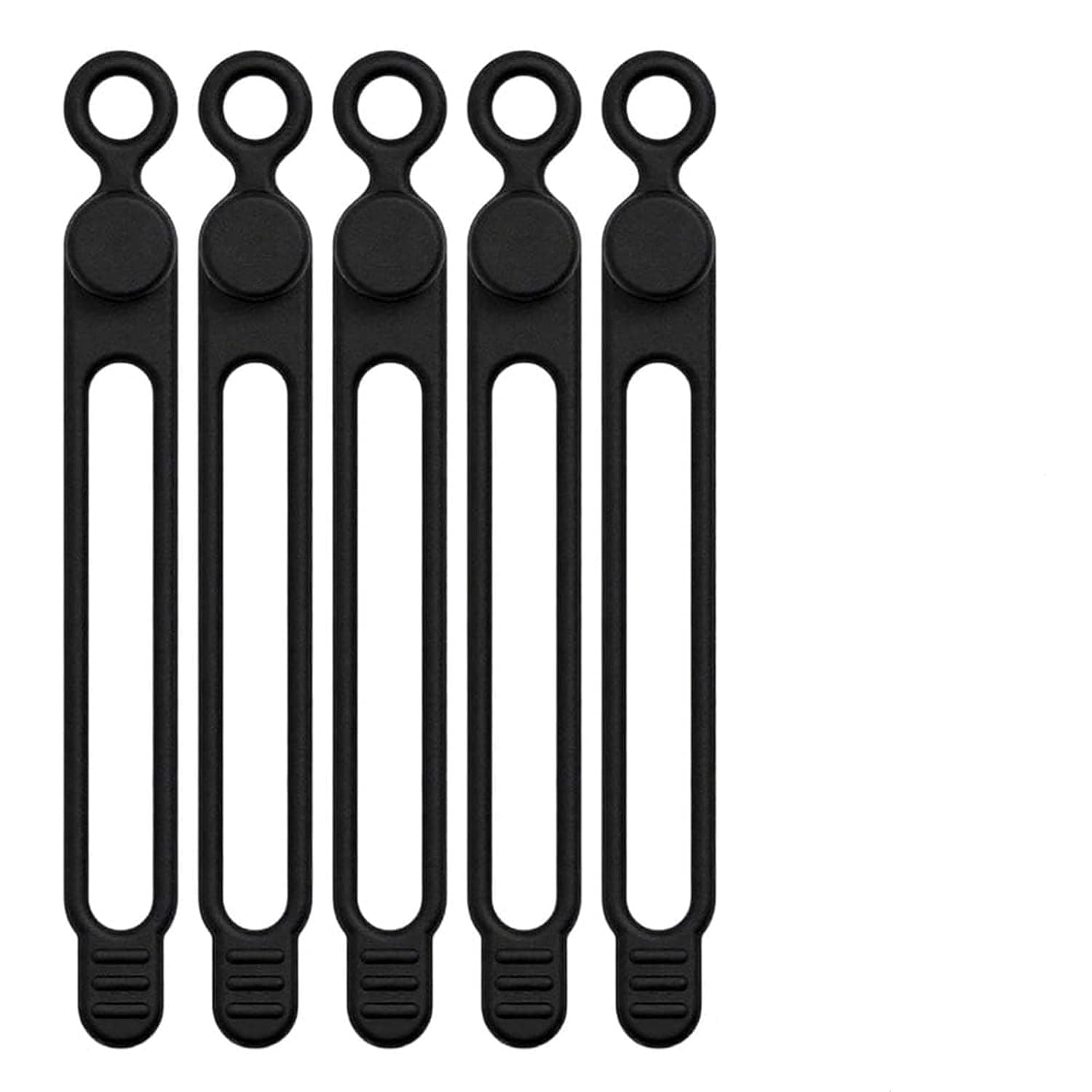 Tazweeq 5 Pcs Silicone Cable Organizer Management, Button Design, Lightweight & Portable, Cord Holder Charger Wire Organizer for Bundling and Fastening Cable Cords Wires (Black)