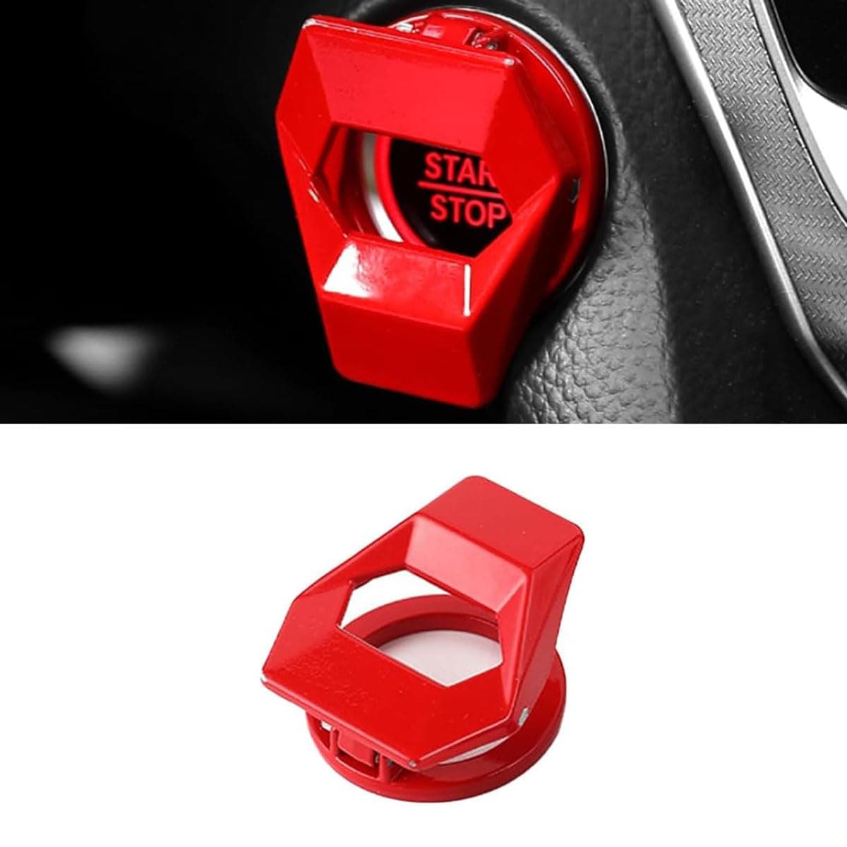 Aputue Car Start Button Cover, Universal Engine Covers with Adhesive, Non Destructive Installation, Rotated 180, Aluminum Alloy Car Start Button Protective Cover for Car Interior Accessories