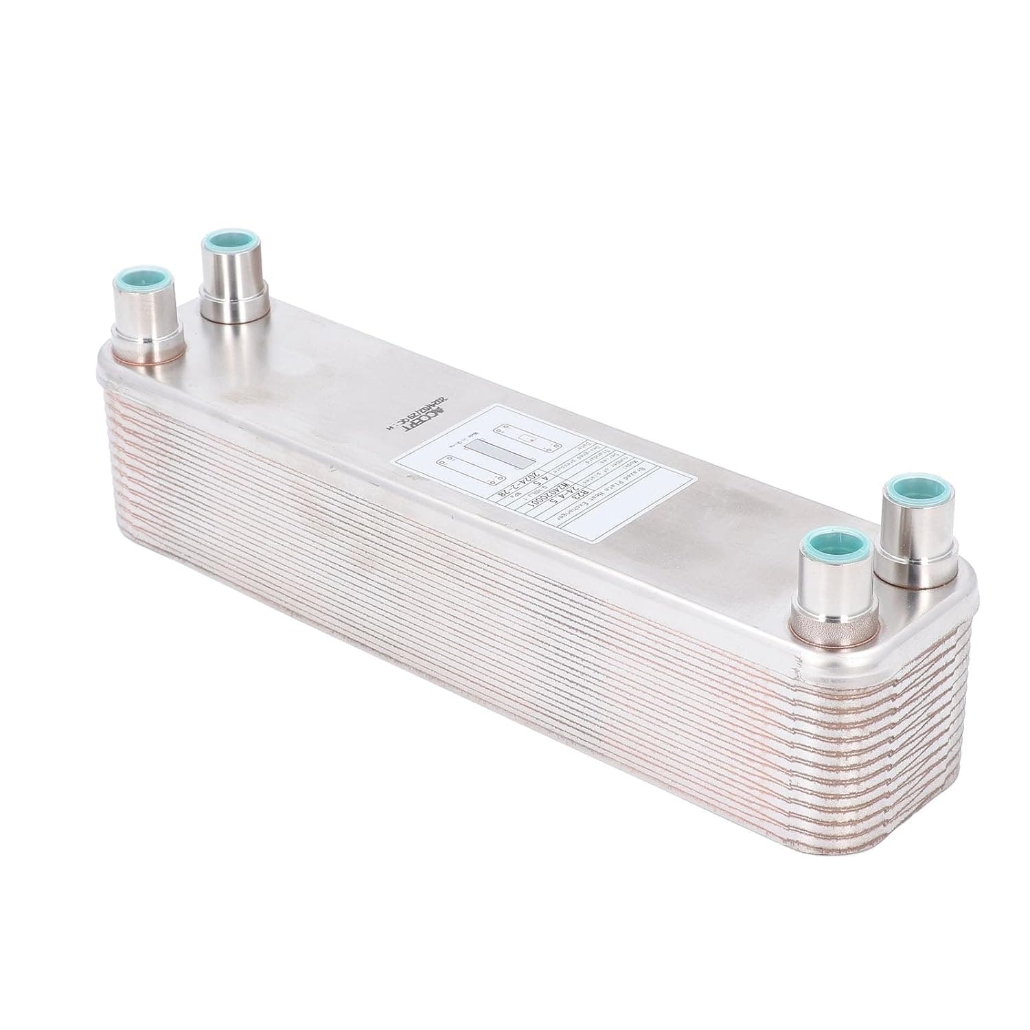 Heat Exchanger, 304 Stainless Steel Plate Water To Water Heat Exchanger with Copper Brazing, Wort Chiller for Beer Cooling, Hydronic Heating, Snow Melting