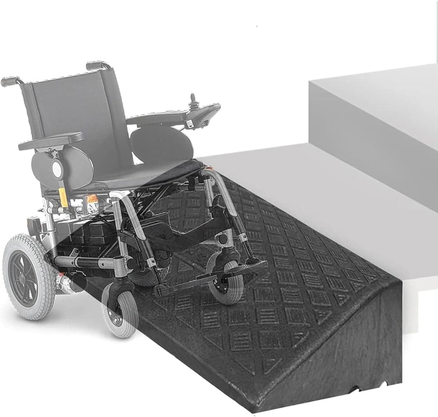 Rubber Threshold Ramp, 2" 3" 4" 5" Rise Rubber Curb Ramp with Non-Slip Surface, Heavy Duty Kerb Ramp for Wheelchair Driveway Scooters Stairs (Color : A, Size : 49x27x9cm)
