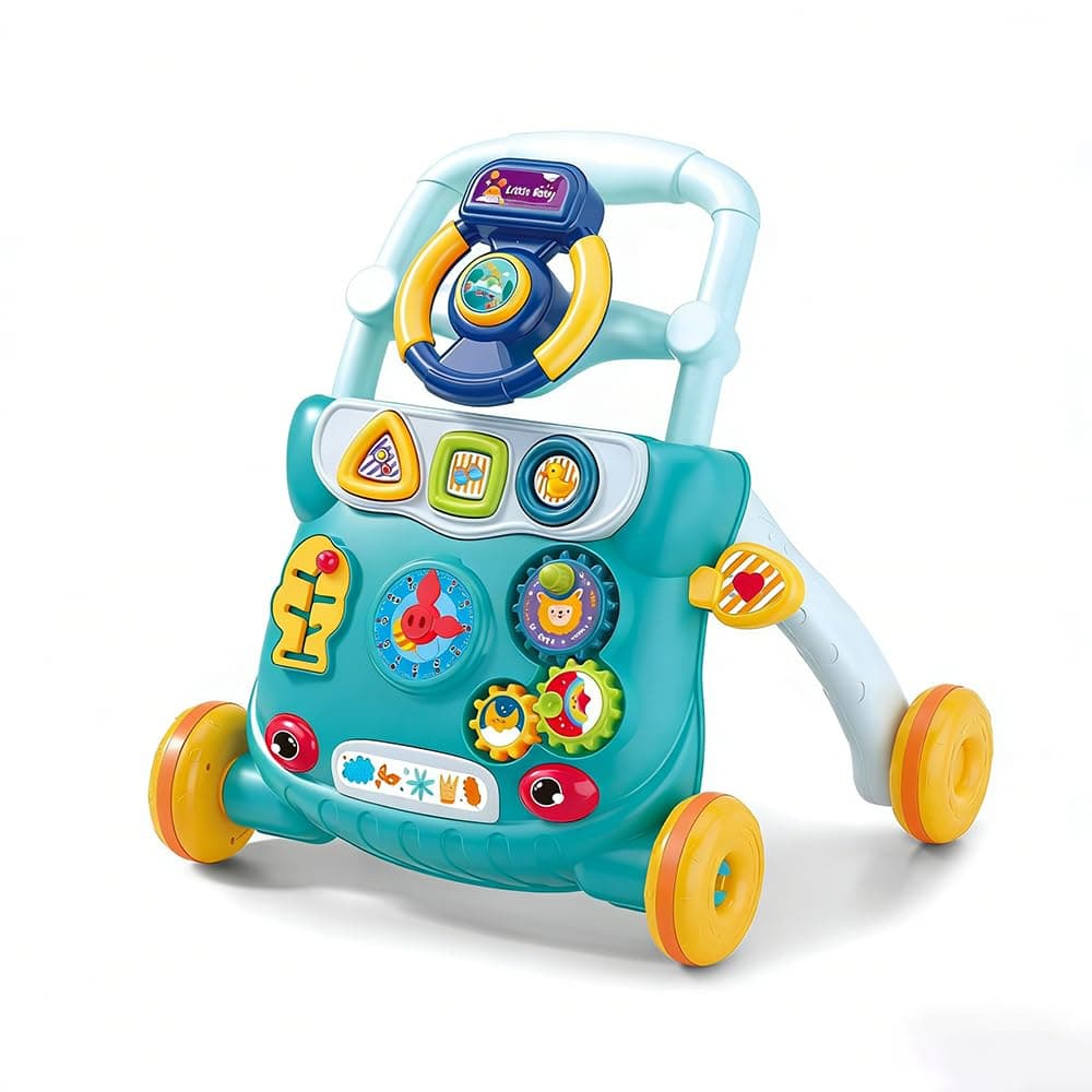 First Steps Baby Walker Push Along Walker Baby Toy with Shapes, Sounds, Music, Phrases, Pretend Play and More Suitable for Babies from 6 Months, 1, 2 & 3 Year Olds, Boys & Girls (Green)