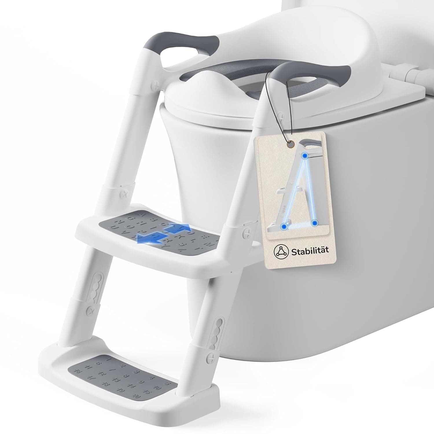 Toddler Toilet Seat with Step Stool – Adjustable Potty Seat with Ladder and Soft Cushion – Foldable Training Seat for Kids (gary)