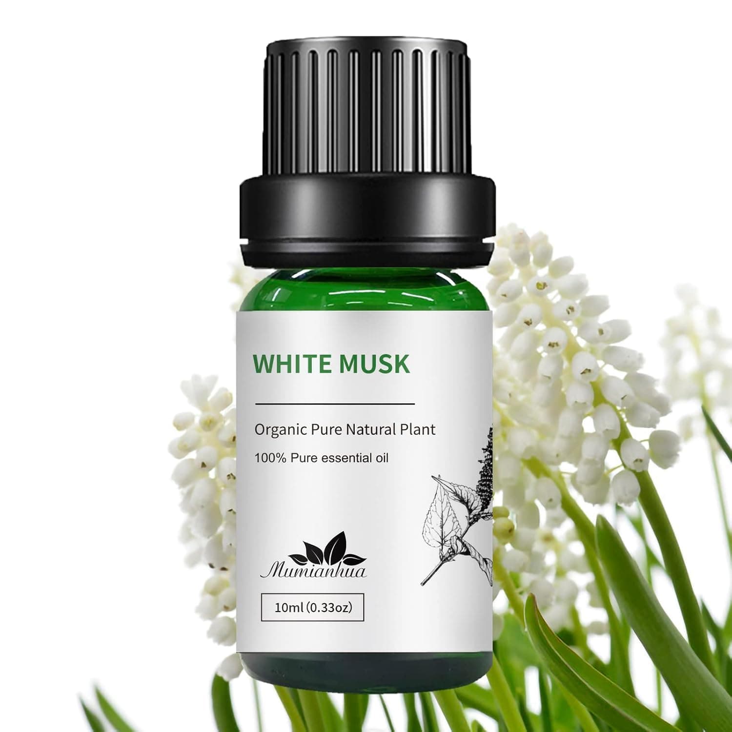 Mumianhua White Musk Essential Oil - Pure Musk Oil for Massage, Diffuser, Skin, Candles, Soap - 10ml Therapeutic Grade Fragrance Oil for Women and Men | Mumianhua White Musk Oil, SoftFloral Scent, For Aromatherapy, Skin , Hair,Candles Making