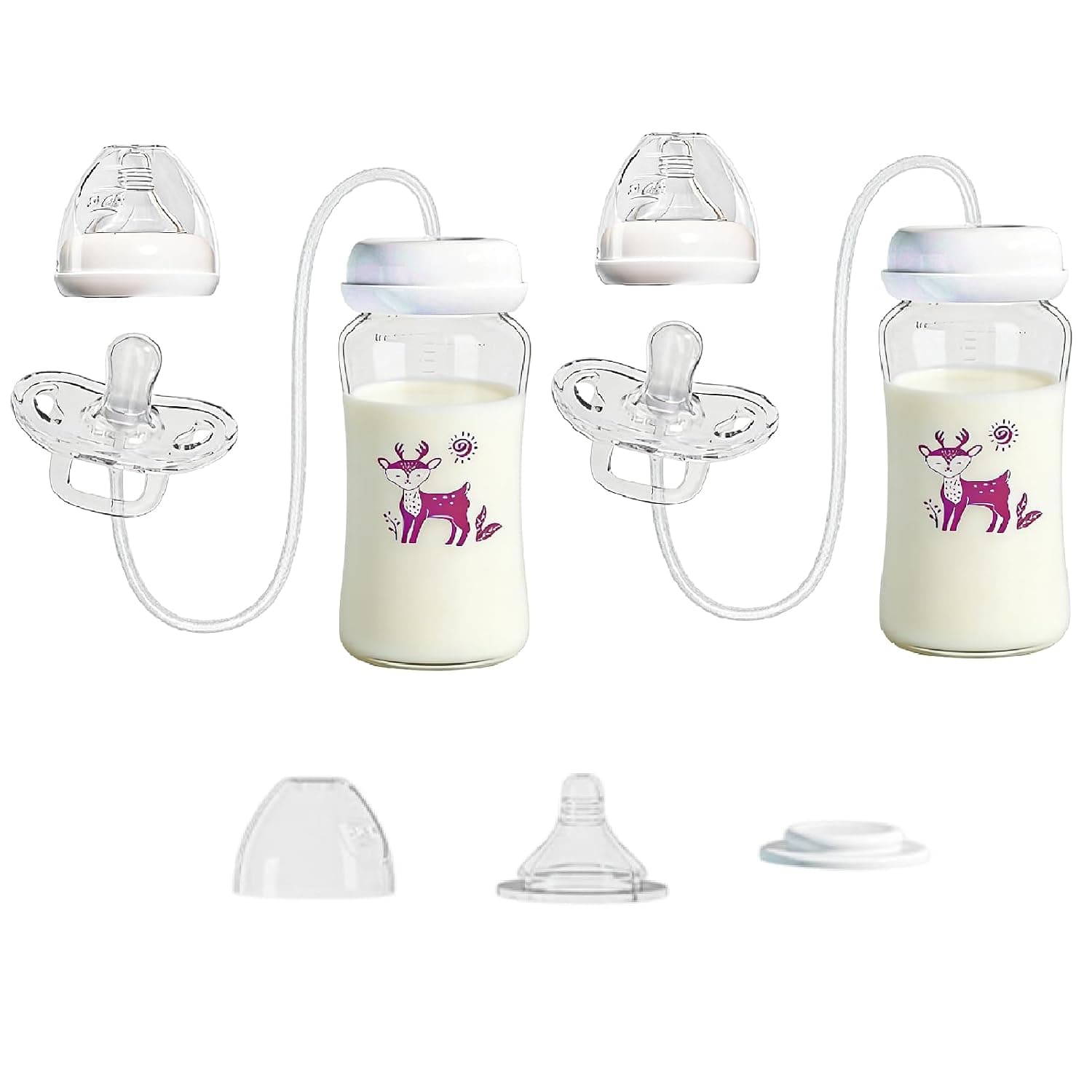 2x Hands Free Babys Bottle Holder- Spill-Free Pacifier Bottle Feeder For Infants,Soft Portable Adjustable Silicone Leakproof Milk Bottles Water Feeder Ideal For Home Outdoor Daycare Hotel Family Trips