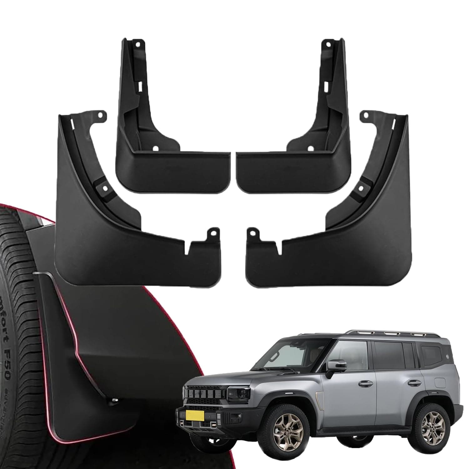 4pcs Mud Flaps, Mudguards Front and Rear Splash Guards Compatible With Jetour T2 2023 2024 Traveller (Jetour T2 Mud Flaps)