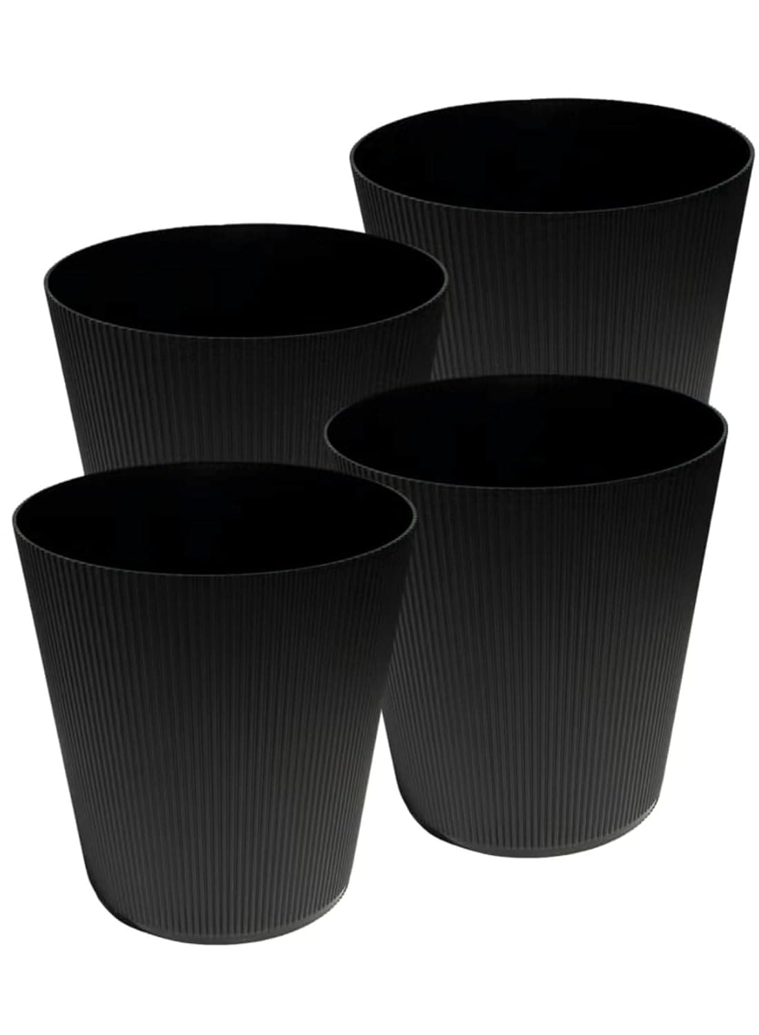 Plastic Trash Can, 10 Liters Capacity, Set of 4, Black, Indoor Waste Bin