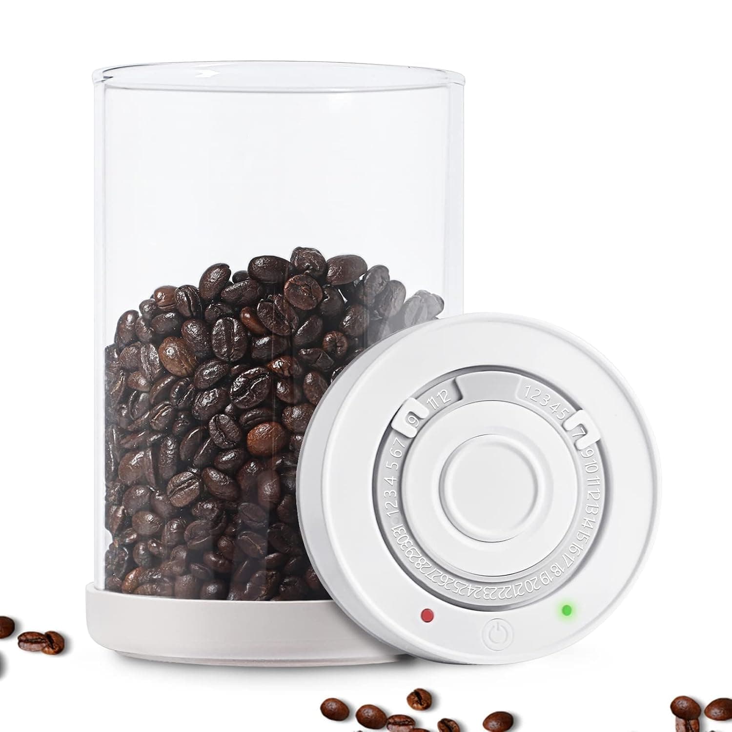 Smart Vacuum Storage Container, Auto Detect & Pump, Date Display, Airtight Food Containers Coffee Storage Jars Glass, Innovative Vacuum Sealed Canister for Coffee Bean & Sugar, Tea, 950ml