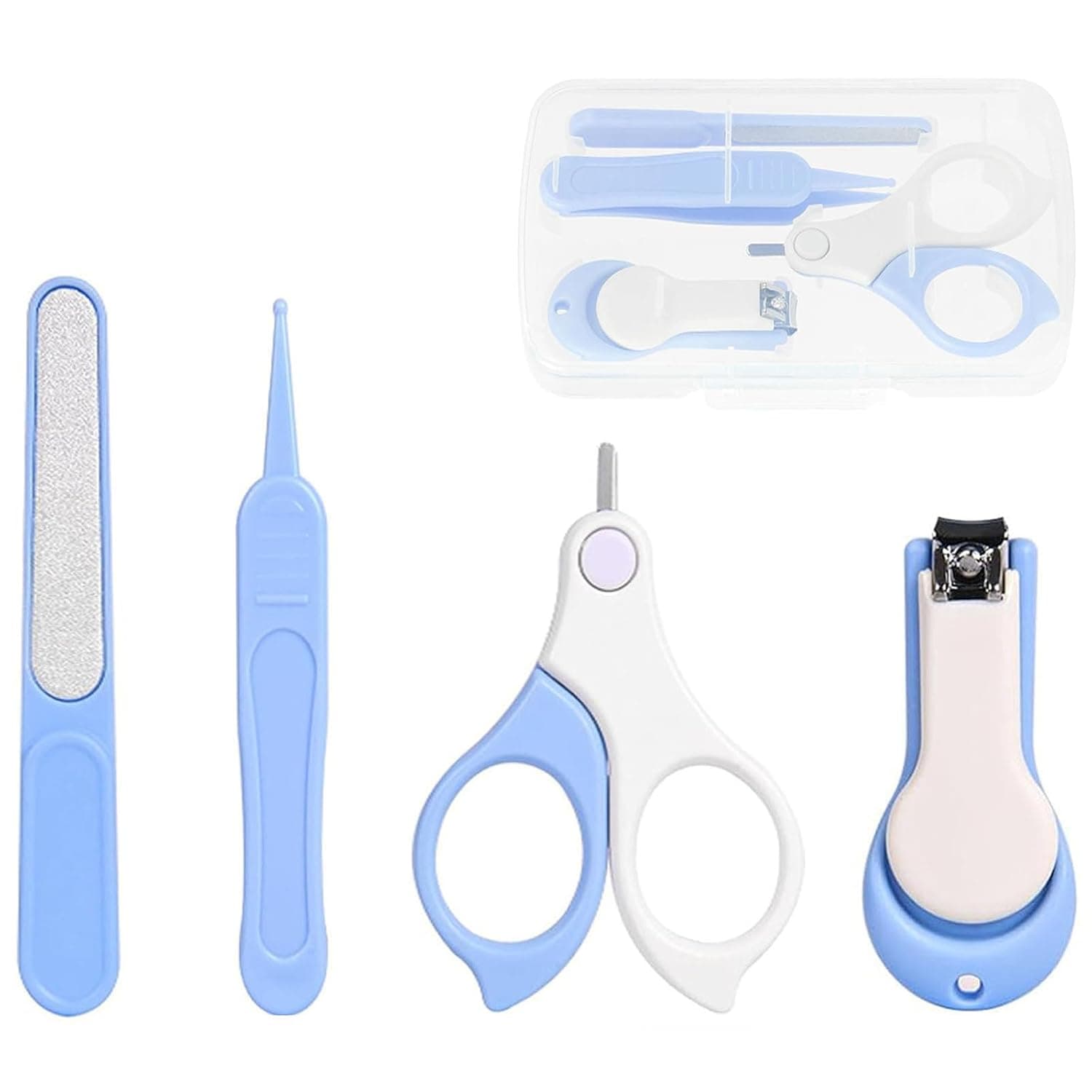 Baby Nail Kit, 4 in 1 Baby Manicure Pedicure Grooming Set with Nail Clippers, Scissors, Nail File & Tweezers Baby Care Kit for Baby, Newborn, Infant, Toddler, Kid