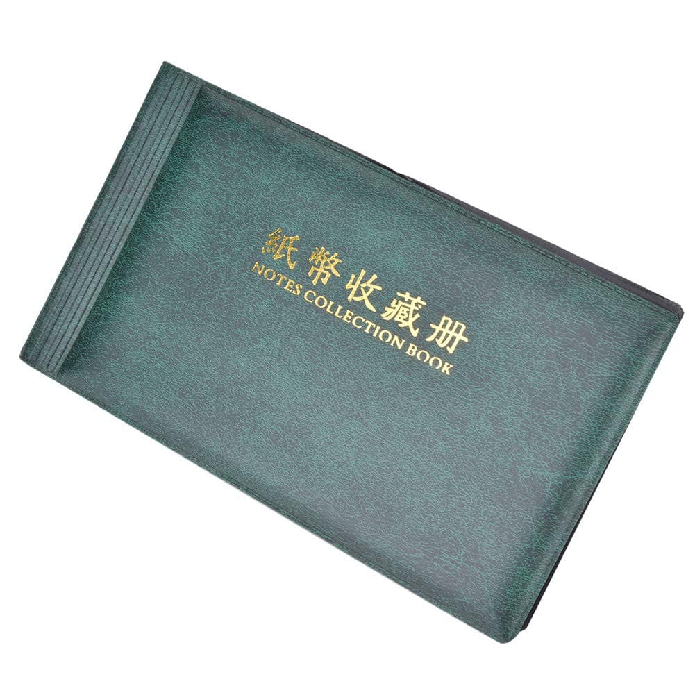 30 Pages Paper Money Currency Banknote Collection Book Storage Album for Money Lovers, Transparent Holder for Banknotes Display (Dark Green)