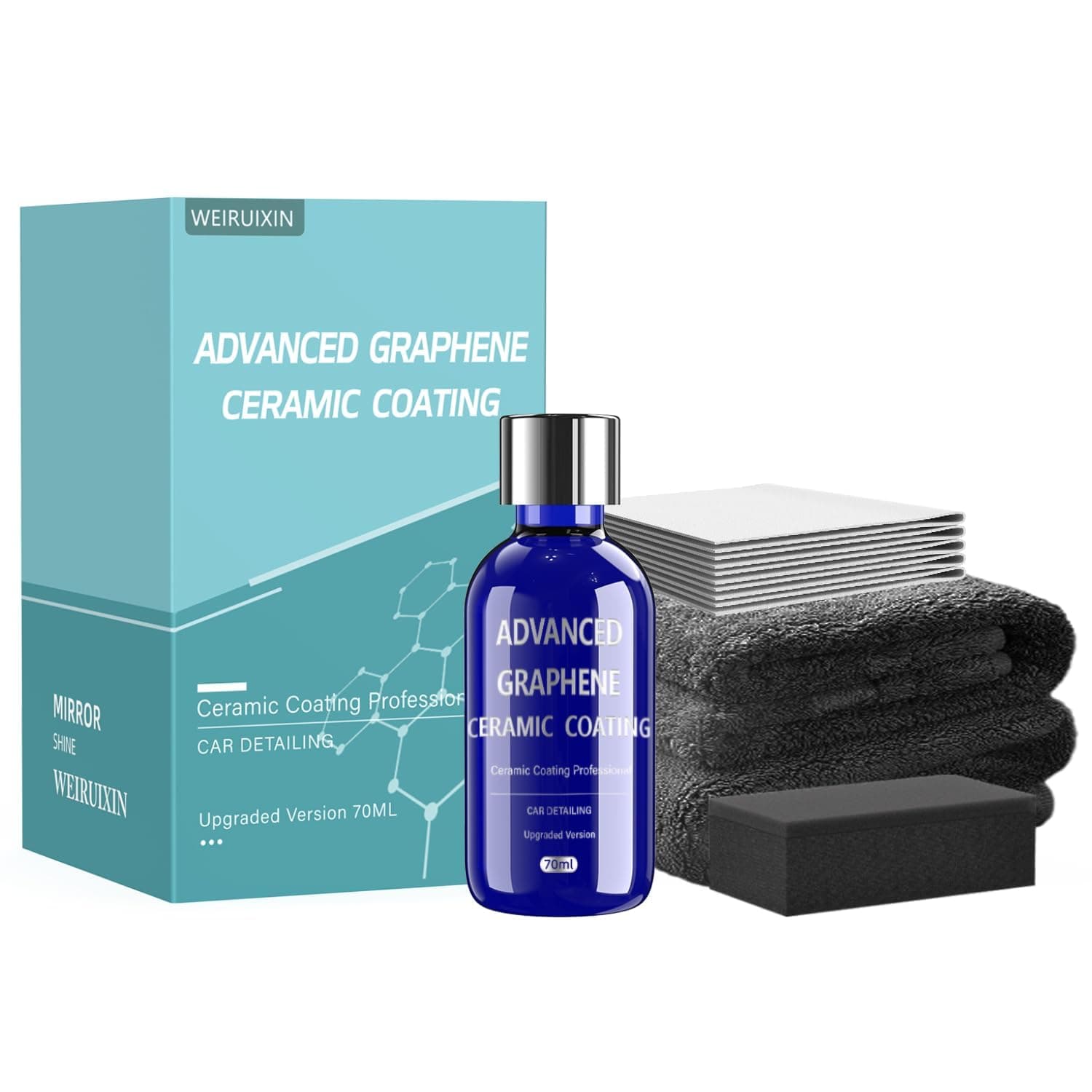WEIRUIXIN Advanced Graphene Ceramic Coating for Cars(70ML),12H Graphene Coating for Auto Car Detailing,10+ Years of Long Lasting Car Protection, Gloss Hydrophobicity Anti Scratch