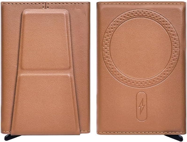 محفظة من تيريفي مصنوعة من جلد PU للجنسين، بتصميم كلاسيكي باللون البني، مع خاصية RFID المغناطيسية ومسند