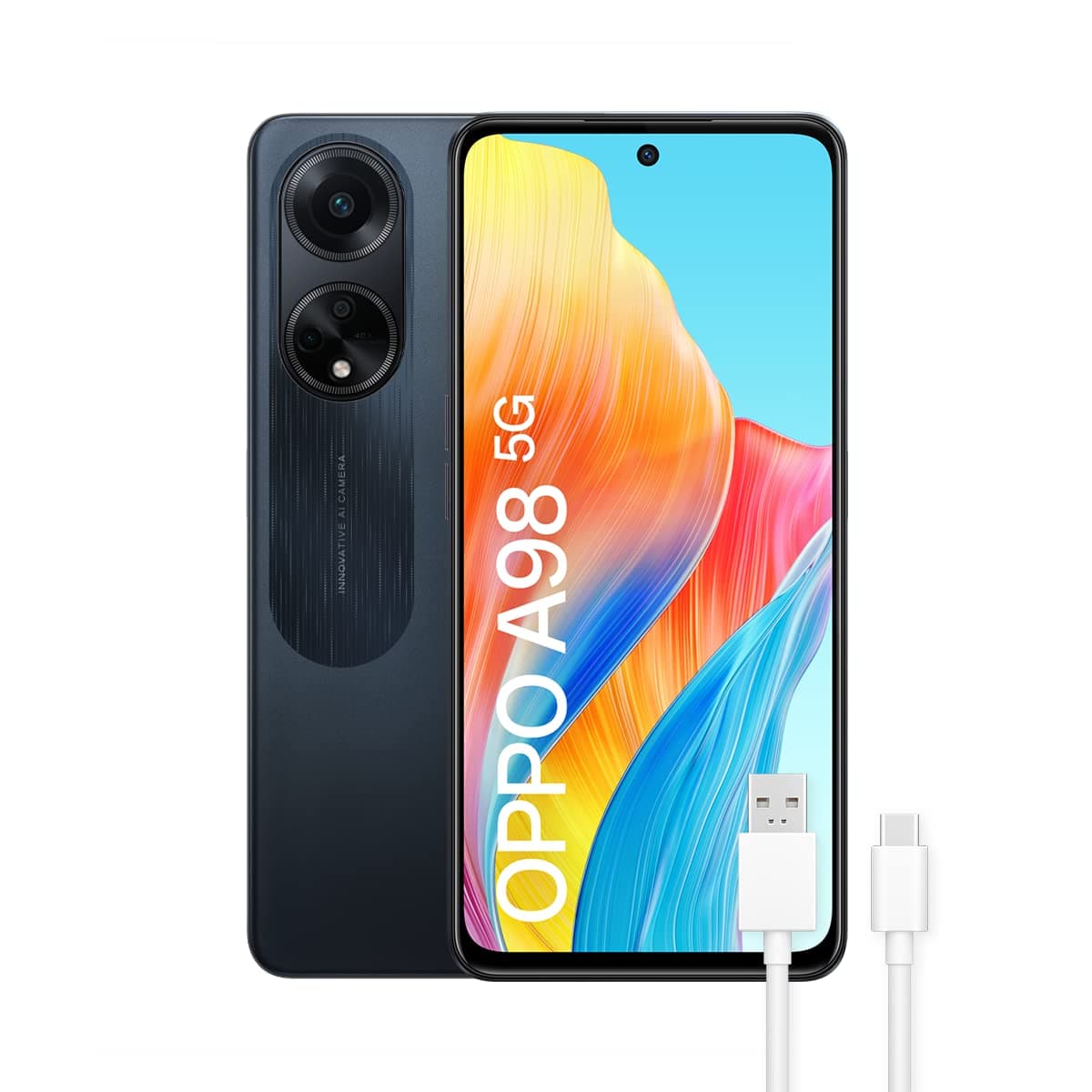Oppo A98 (5G) Dual-Sim 256GB ROM + 8GB RAM (GSM Only | No CDMA) Factory Unlocked 5G SmartPhone (Cool Black) - International Version