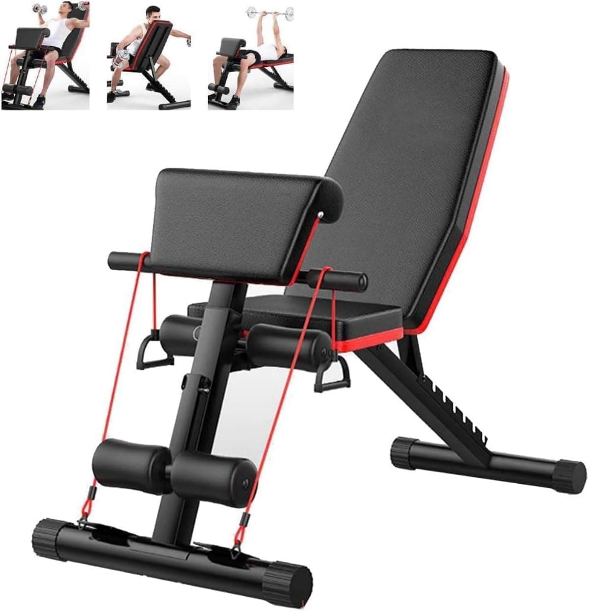 Adjustable Weight Bench Home Training Gym Weight Lifting Bench Flat Incline Decline Multiuse Exercise Workout Bench Home Gym Exercise - - Black