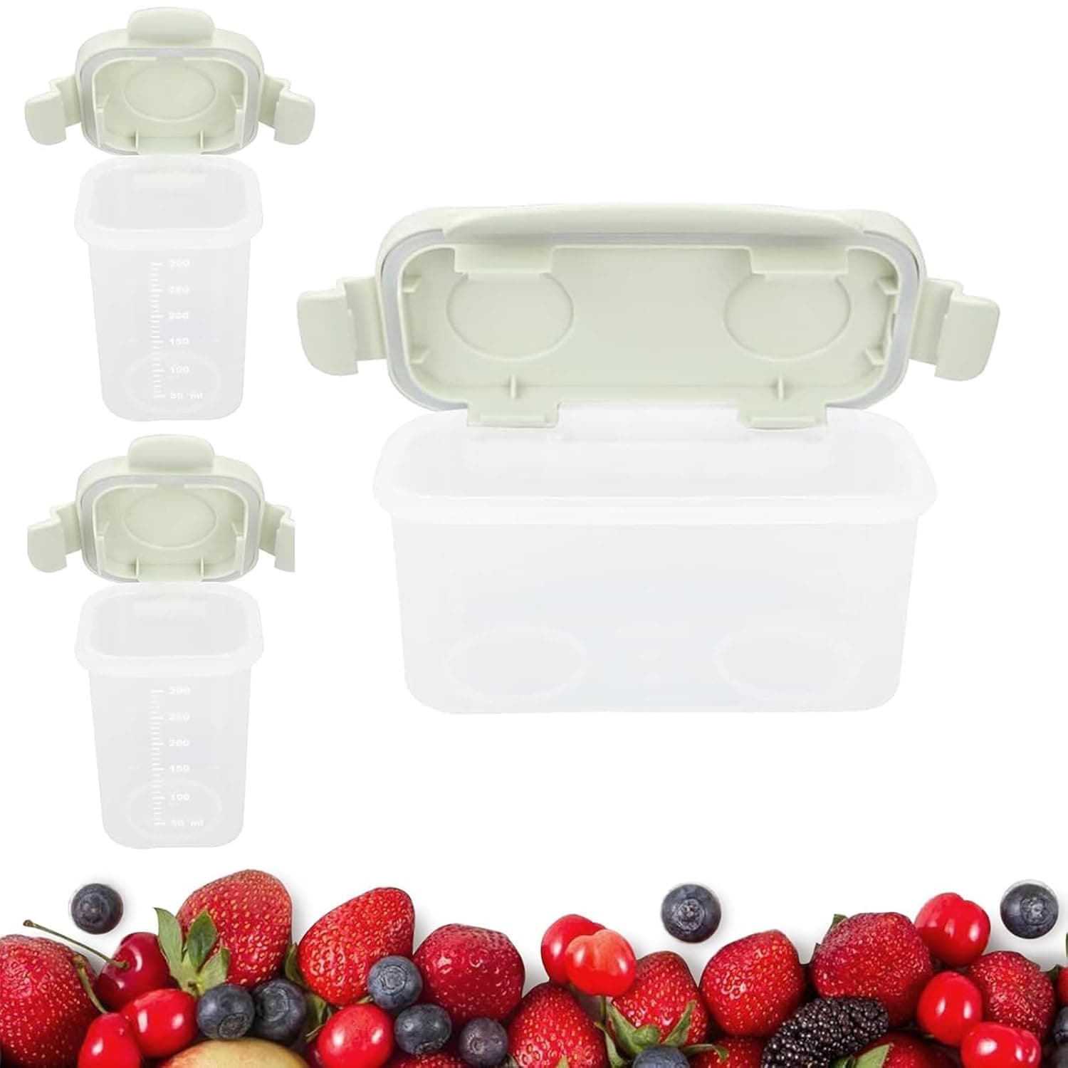 【3 Packs】Plastic Jars with Airtight Lid and Ice Pack, Food Storage Jars Containers, Overnight Oats Containers with Lids, home Kitchen Jars for Spice Bath Salt Tea Coffee Sugar Canisters 500ml+300ml*2