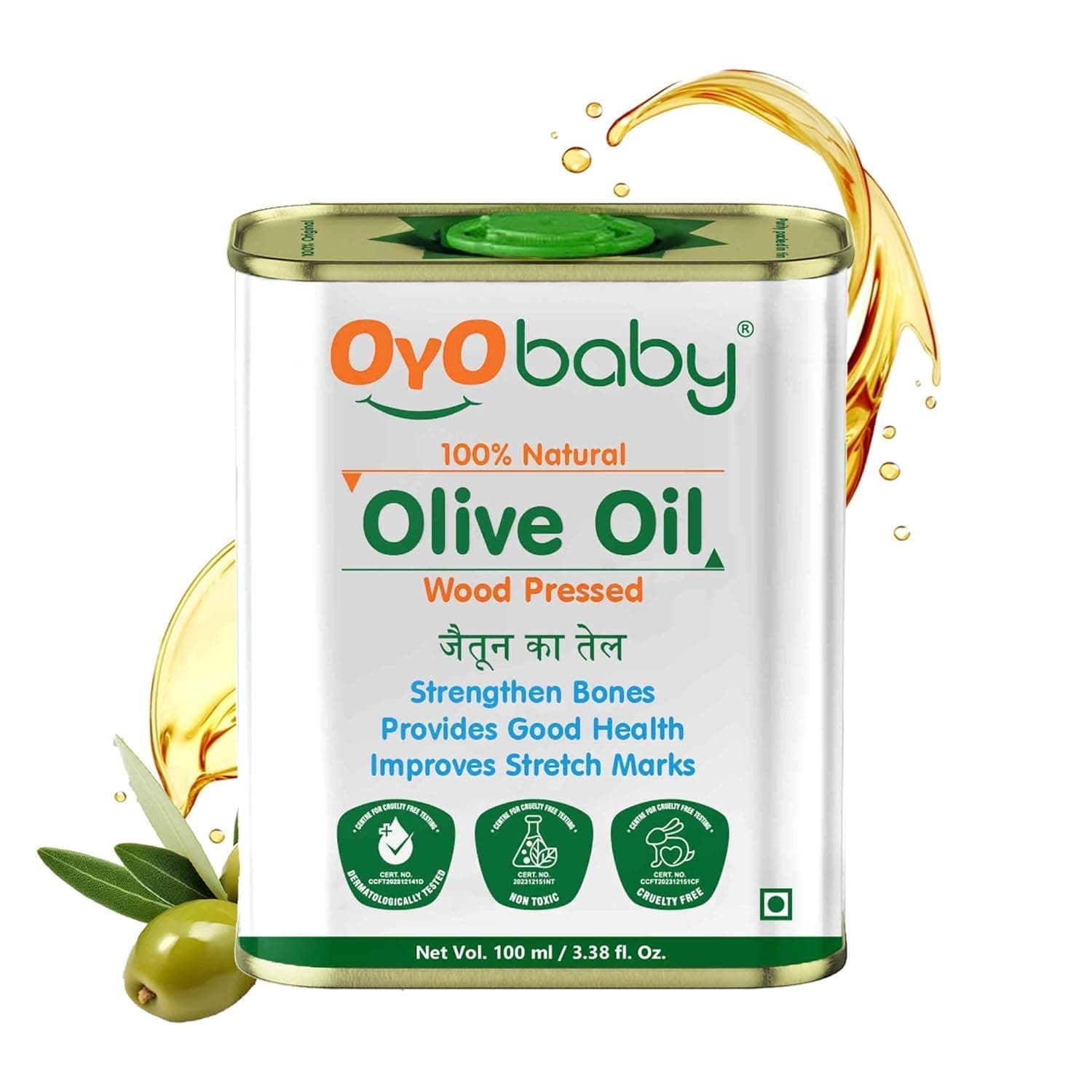 OYO BABY 100% Natural Baby Oil for New Born | Wood Pressed Olive Oil - Baby Massage, Skin & Baby Hair OIl - 100ml