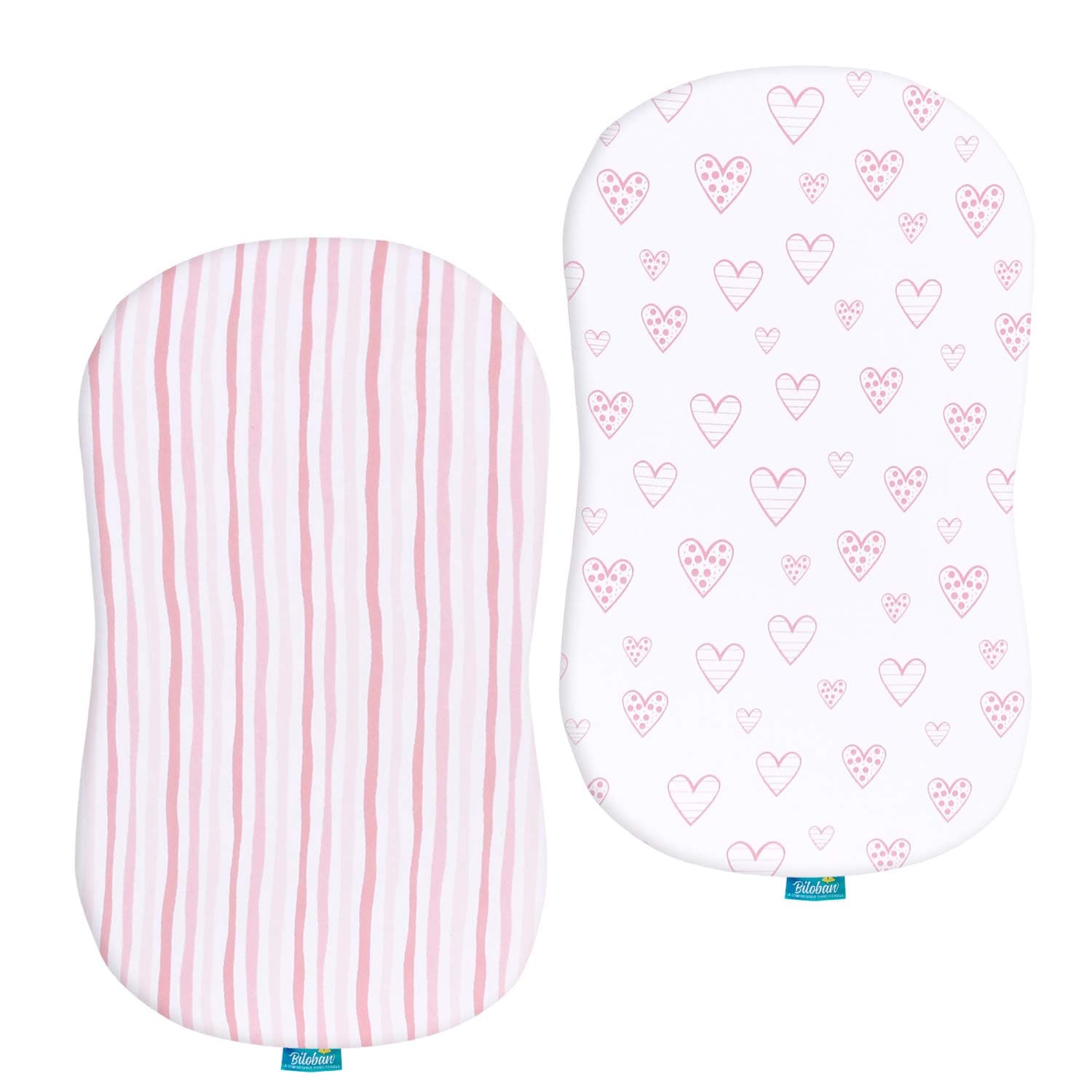 Bassinet Sheets Fit for Halo BassiNest Swivel & Glide Sleeper, 100% Cotton | Baby Bassinet Mattress Sheets for Baby Girl, 360° Elastic Snug Fit Bassinet Sheets, 2 Pack(Pink Print)