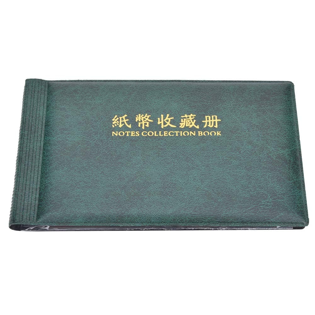 Fdit Paper Money Album, 30 Page Banknote Collection Book with Transparent Sleeves and Black Insert Papers, Dual Side Display for Currency Storage and Organization (Dark Green)