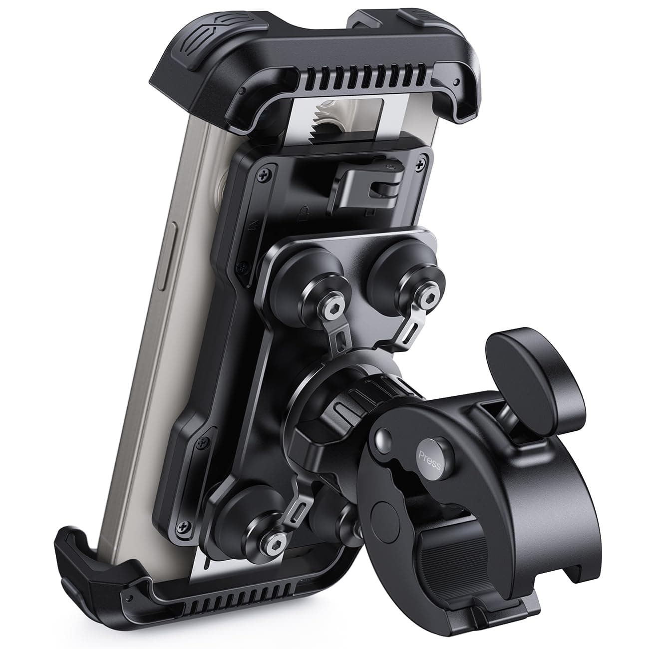 Lamicall Motorcycle Phone Mount Holder - [Dual Vibration Dampener] [Anti Shake] Motorcycle Cell Phone Mount with Upgraded Handlebar Clamp, Fit iPhone 14 15 Pro Max 16 17 Pro, More 4.7-6.7" Phones