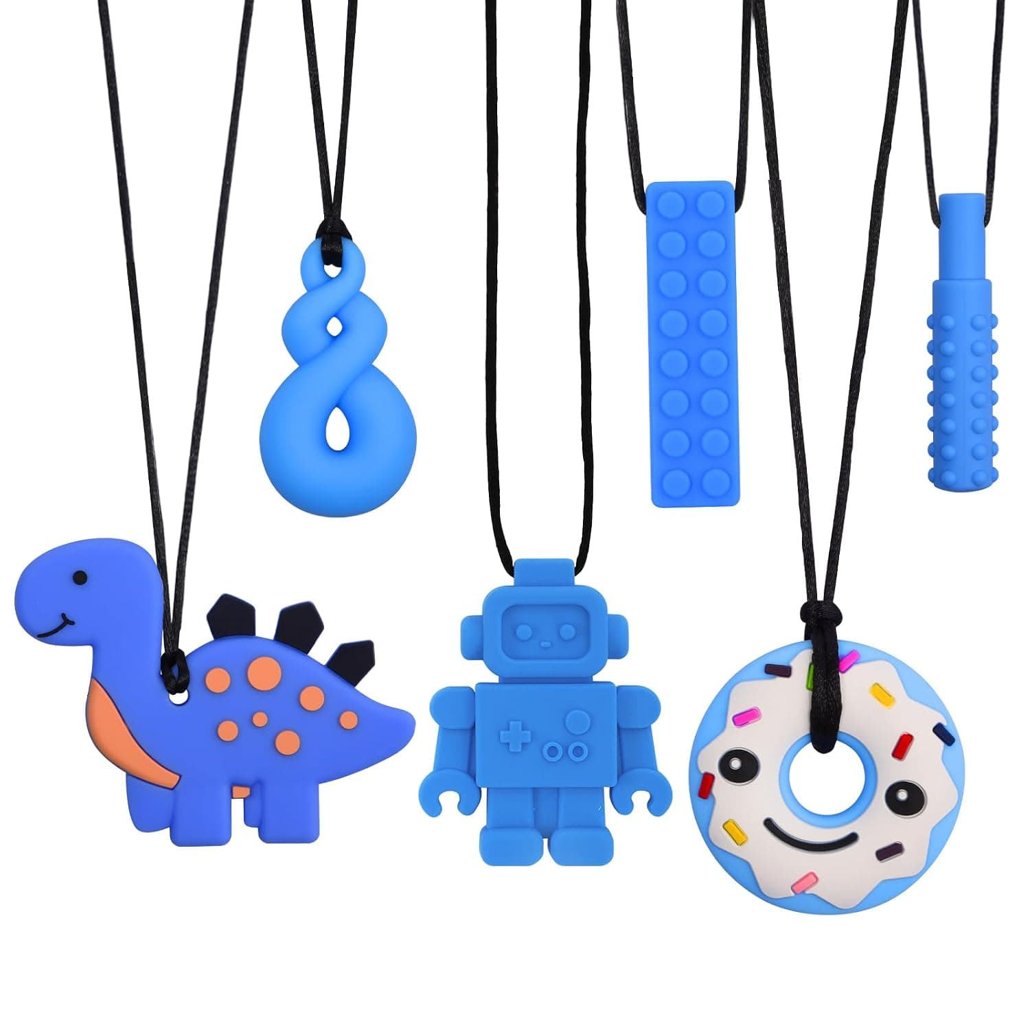 Sensory Chew Necklace Food Grade Silicone with Adjustable Buckle | for Autistic Children, ADHD & Anxiety Relief, Oral Motor Support, Teething & Biting Needs, for Baby Boys