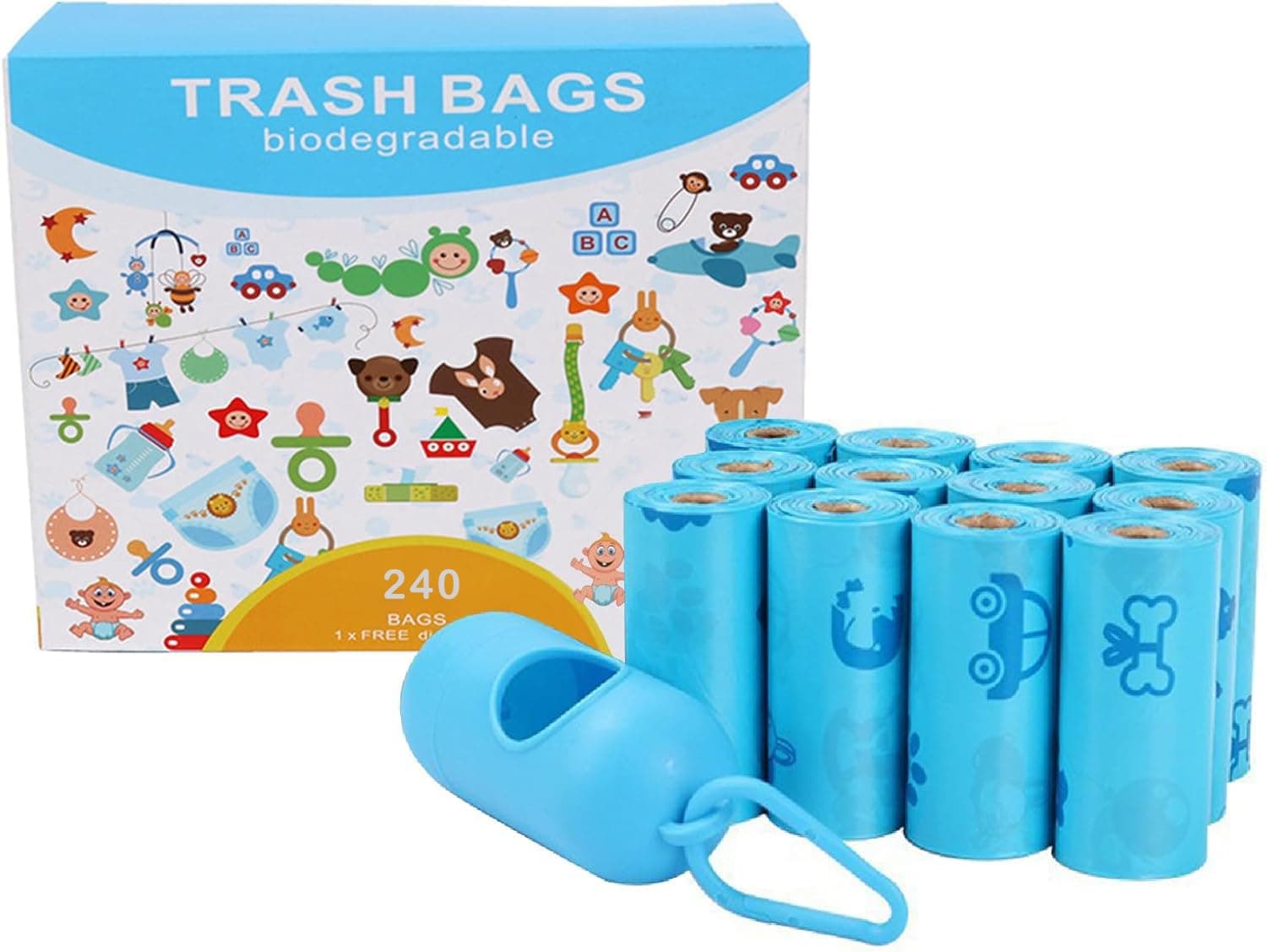 Value Pack Diaper Bag Refills,Biodegradable baby diaper bag, 240 Count,Complimentary trash bag dispenser