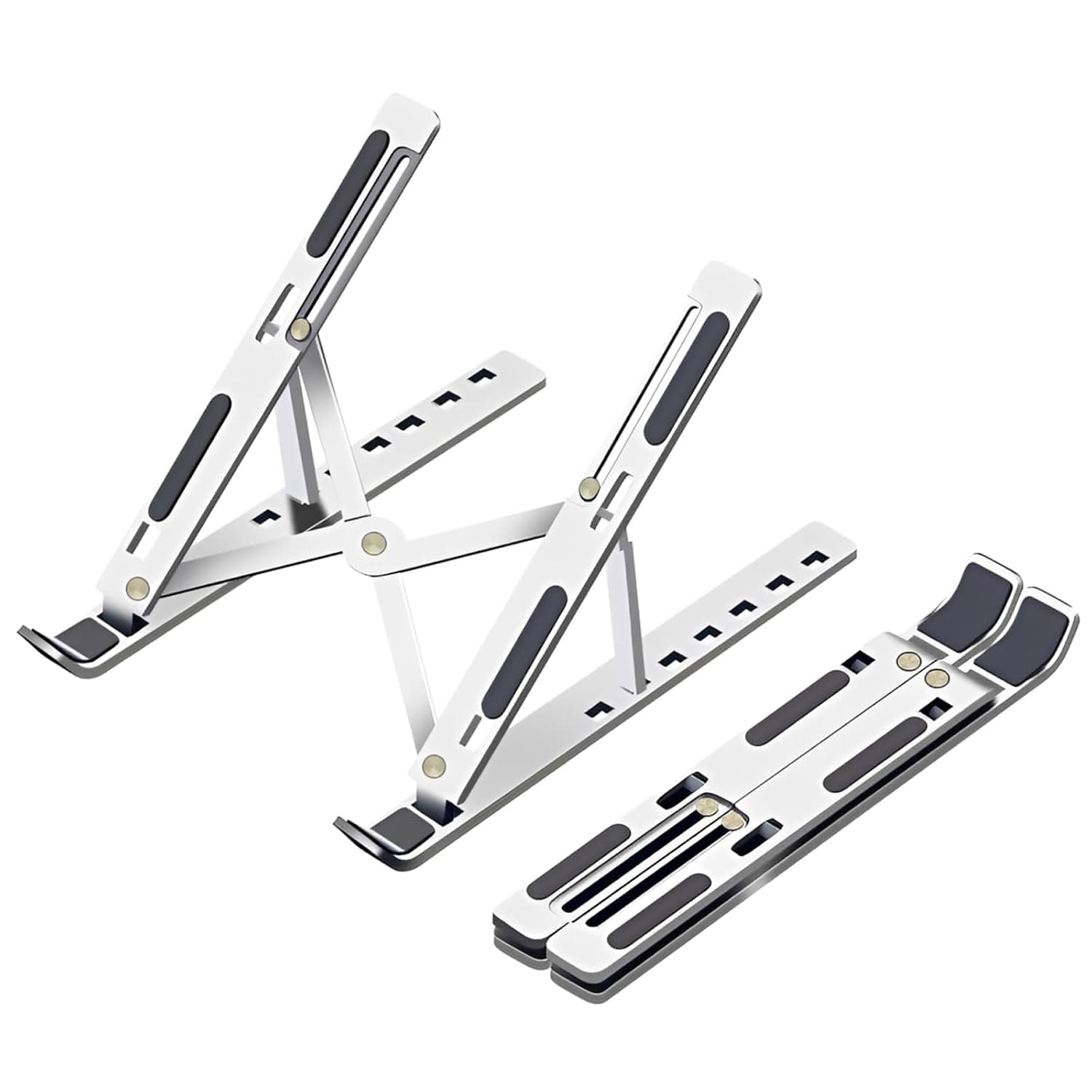 Aluminum Laptop Stand - 7-Level Height Adjustable Ergonomic Riser with Open Ventilation, Foldable & Lightweight for Laptops & Tablets