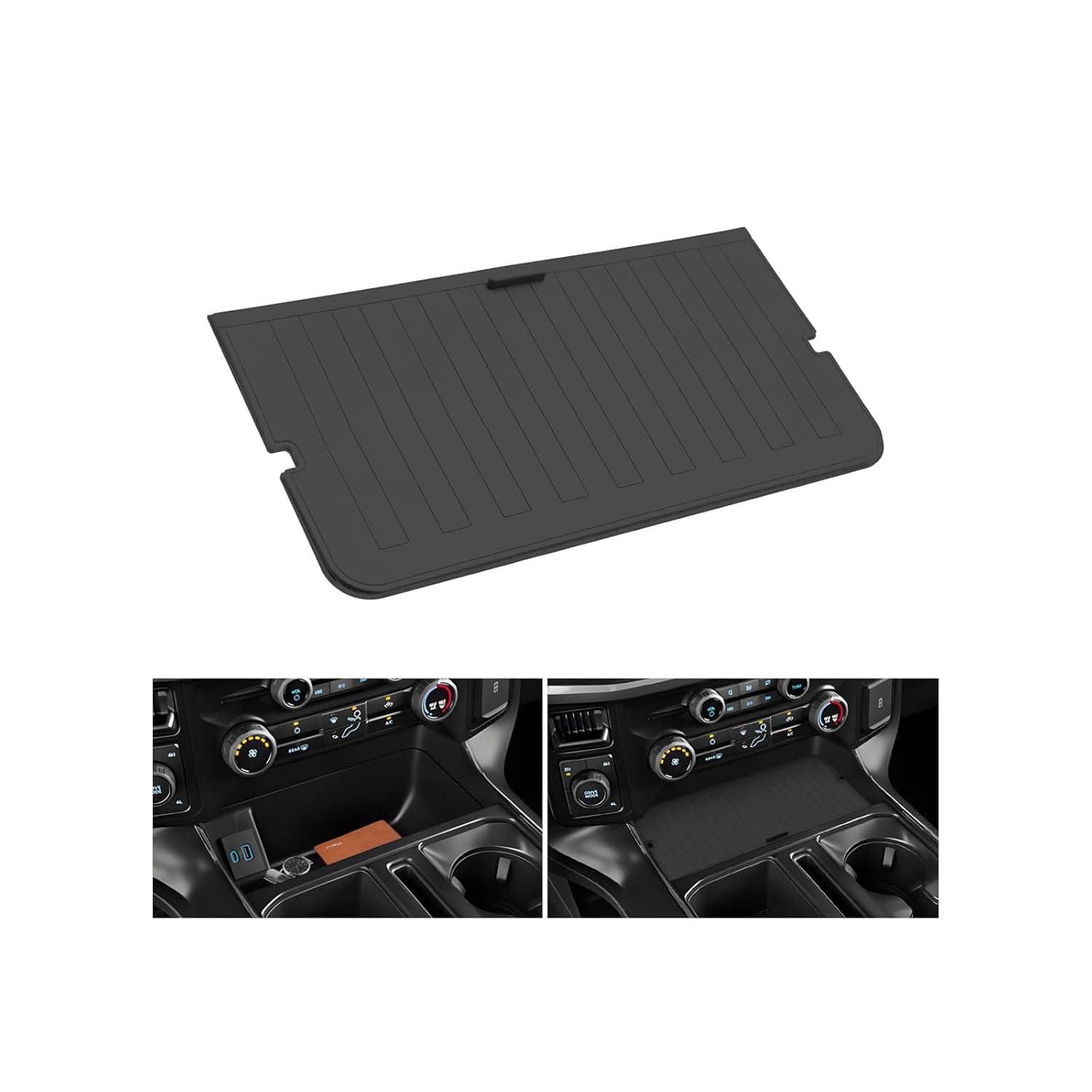 LUWU Center Console Organizer Compartment Cover for 2021-2024 2025 Ford F150 & 2022-2024 F150 Lightning XLT Interior Accessories Middle Console Secret Pocket Lid Hidden Storage Tray Panel w/USB Hole