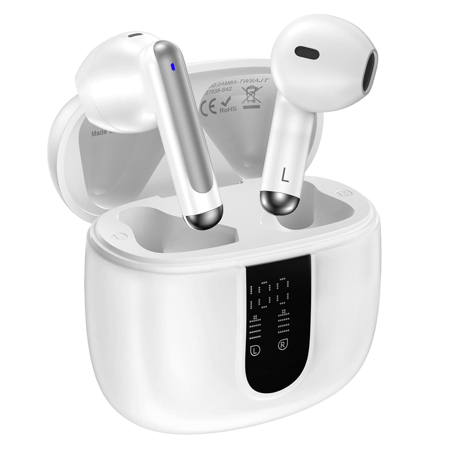 Wireless Headphone,Bluetooth 5.3 Earbuds for Samsung Galaxy A17 A16 A15 A56 A36 S25 Ultra S24 S23 S22 S20 60H Playback with Dual LED Display HiFi Stereo Wireless Earphone for iPhone 16e 16 15 Pro Max