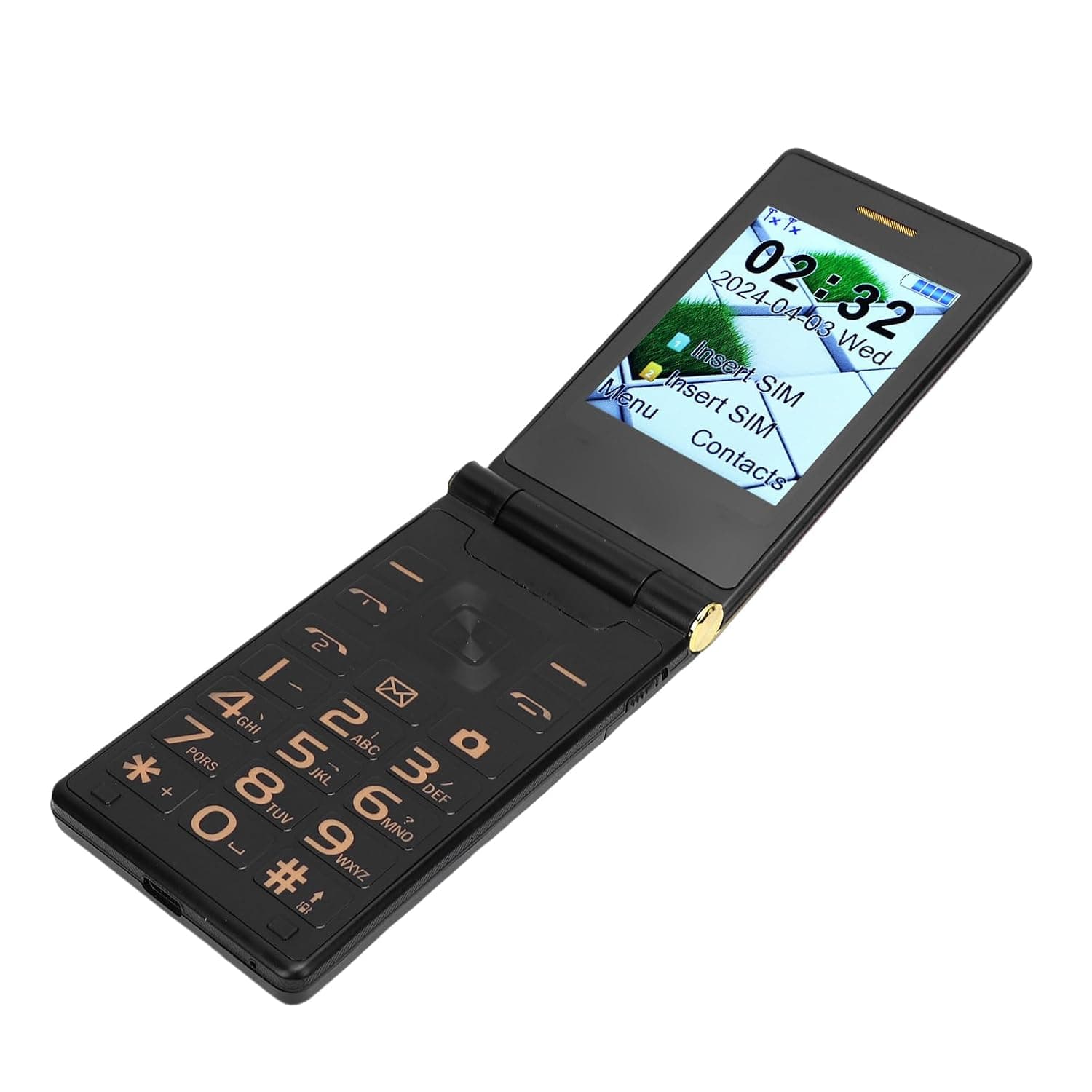 Generic 4G Flip Phone, Dual Screen Dual SIM Senior Cell Phone with LED Flashlight, 5900mAh Battery, for Elderly with Camera FM Radio (Gold)