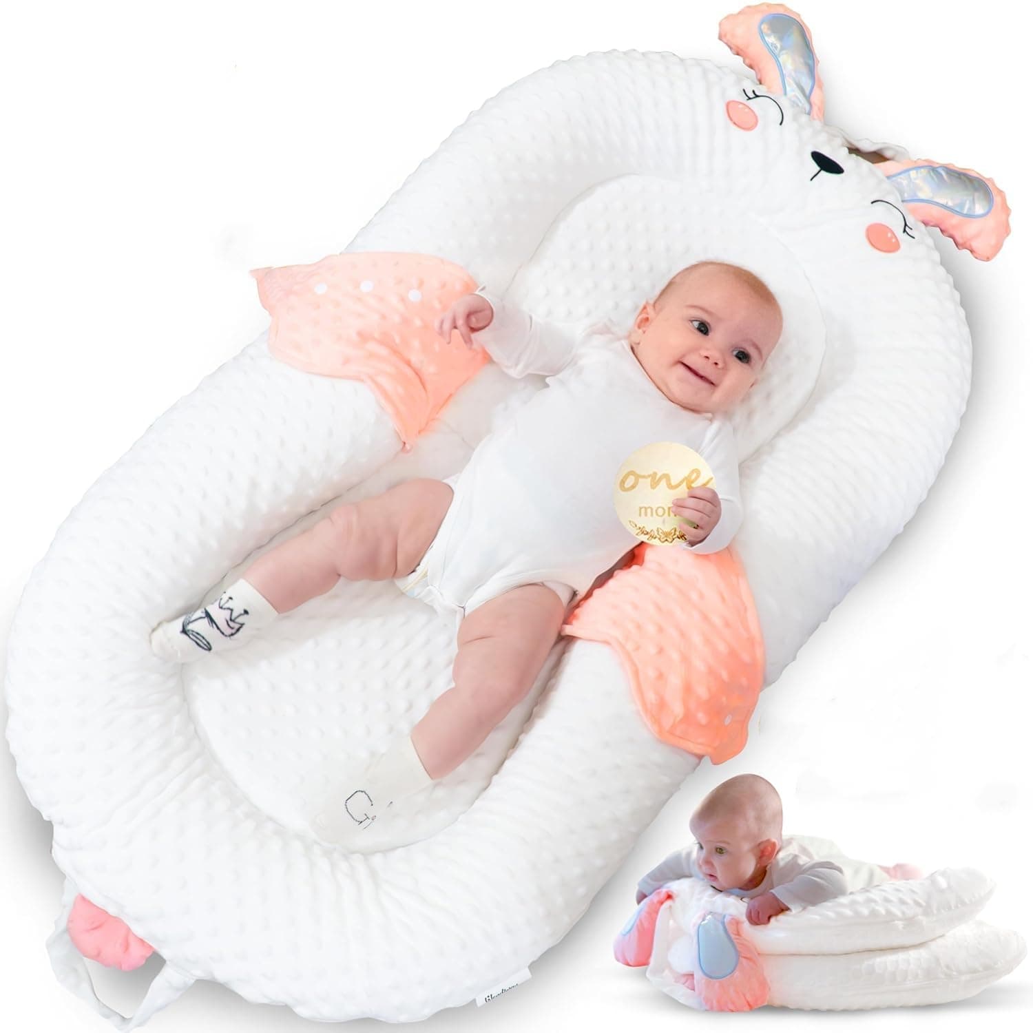 Baby Lounger Pillow, Baby Lounger for Newborn, Breathable & Soft Baby Nest for Sleeping, 3 in 1 Infant Lounger Bed Pillow Portable Infant Lounger Baby Floor Seat, Babies Essentials Gifts