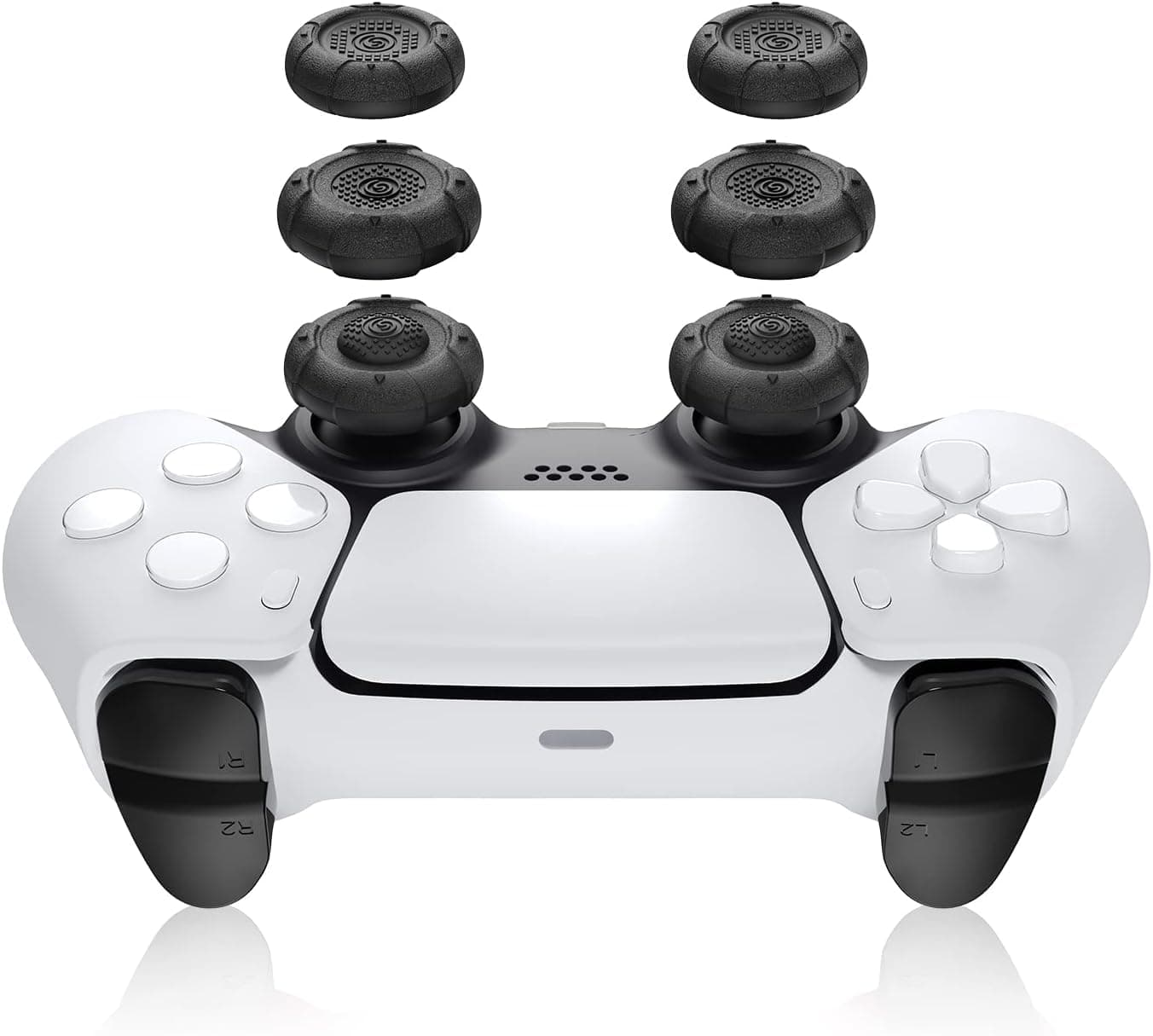 غطاء الابهام لذراع التحكم بجهاز بلاي ستيشن 5 من جيكشير، مجموعة غطاء من السيليكون الناعم متوافقة مع ذراع تحكم سويتش برو وجهاز تحكم PS4 وPS5، 3 زوج/ 6 قطع (اسود)