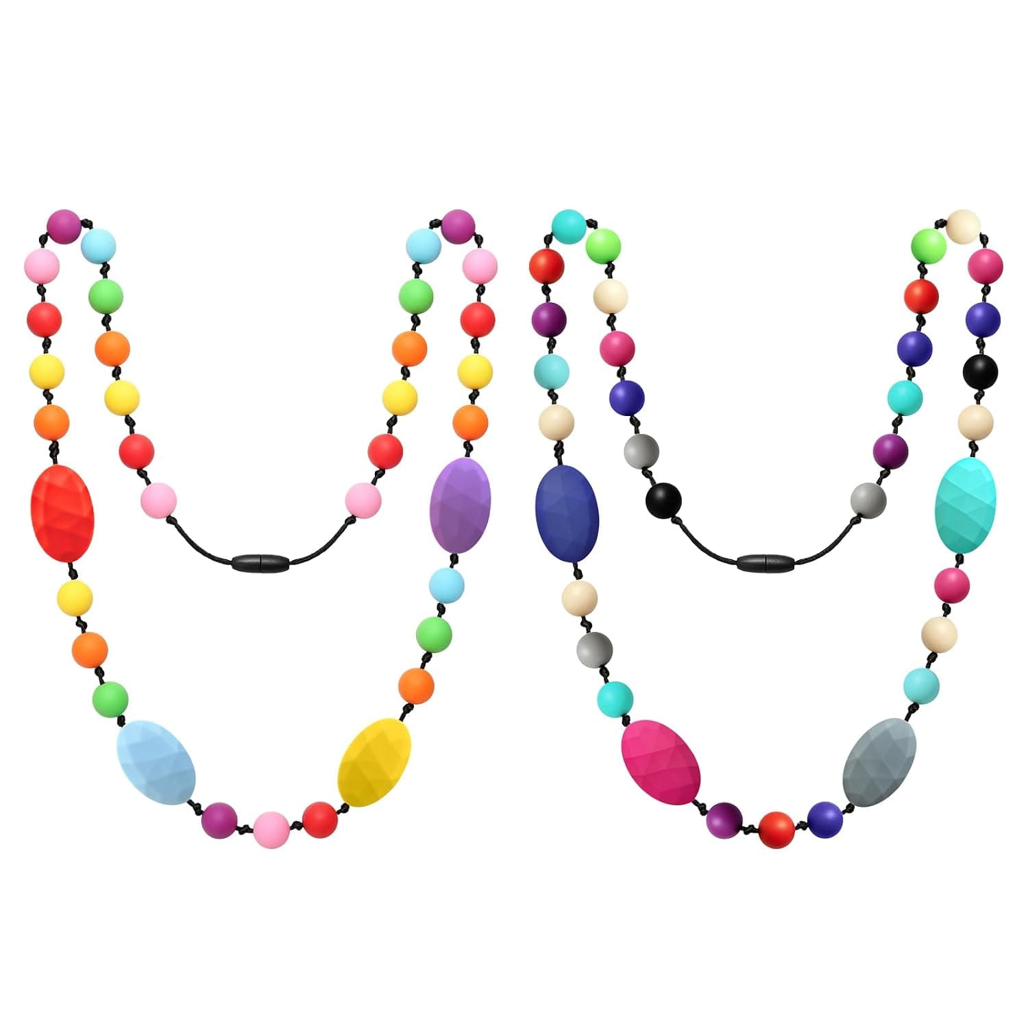 Chew Necklaces for Sensory Kids, 2 Pack Silicone Chewy Necklace | Children with Autism, ADHD, SPD, Fidget Oral Chew Toys for Boys and Girls Kids