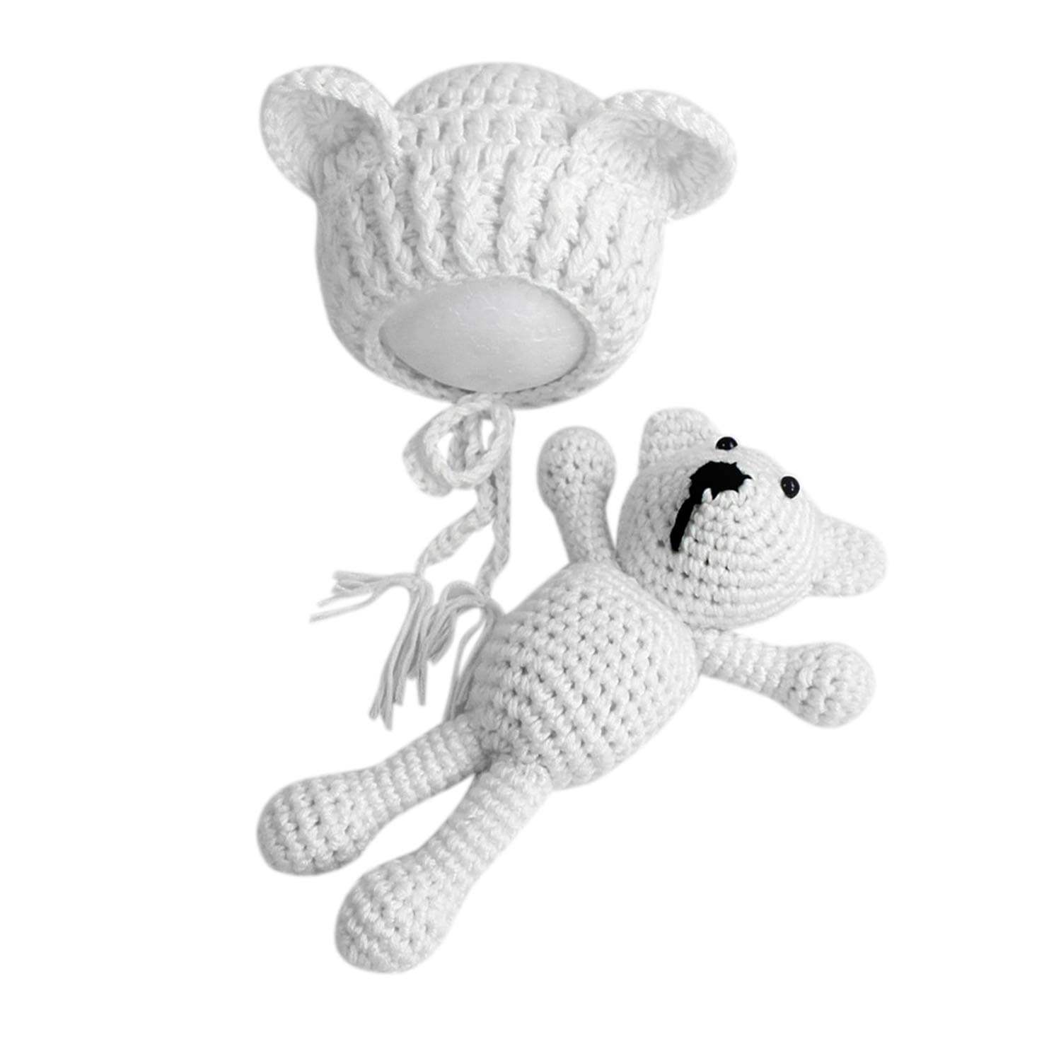 Infant Baby Knitting Crochet Beanies Hat with Doll Toy Set Newborn Baby Boy Girl Photography Prop Outfit Clothes Costume