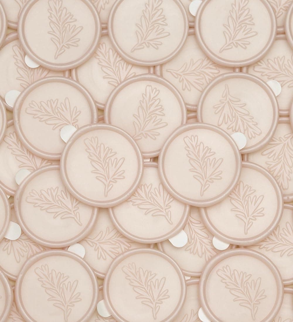 Wax Seal Stickers, 50Pcs Cream Pink for Wedding Invitation | 1.2inch / 3cm Self-Adhesive Rosemary Wax Seals for Gift Wrapping, Party Menu Decor, Stationary, Table Charts