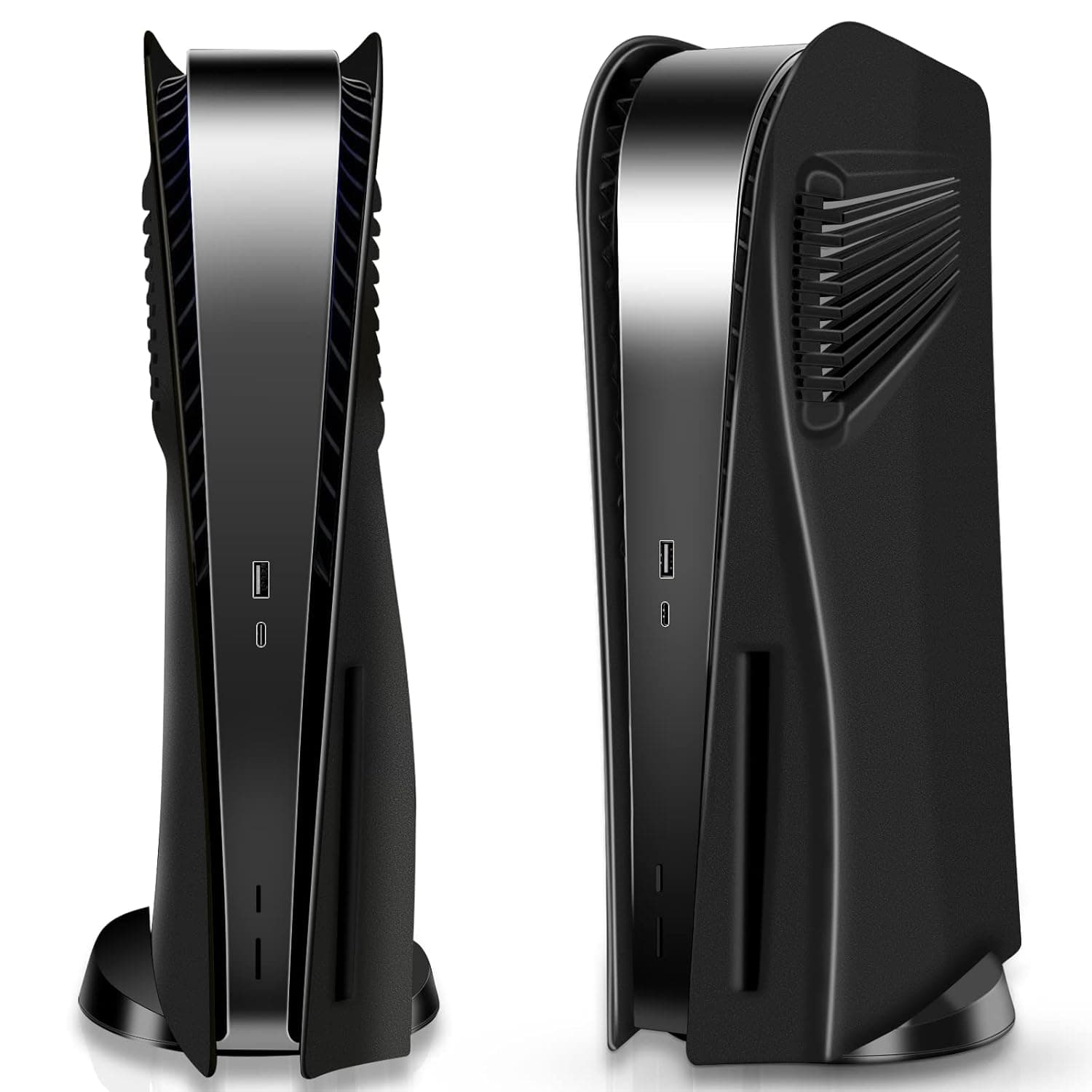 لوحات غطاء وحدة تحكم بلاي ستيشن 5 من سيكيماي، اغطية ملحقات بلاي ستيشن 5، اغطية مخصصة صلبة مضادة للصدمات مع فتحات مروحة تبريد واقية من الغبار من بلاستيك ايه بي اس، الواح جانبية سوداء