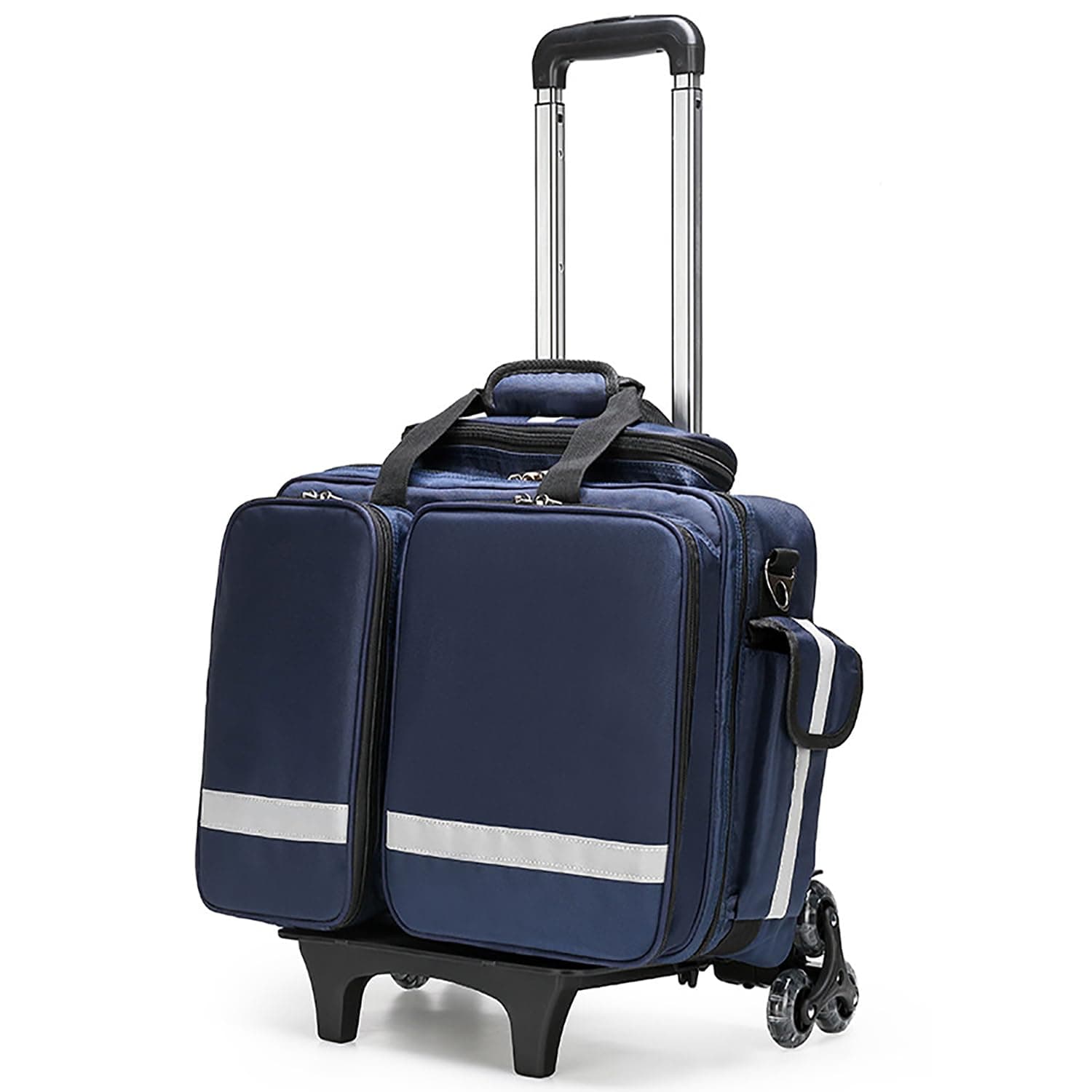 Large Capacity Waterproof Medical Trolley Bag with Wheels - Durable First Aid Kit for Emergency Responders and Healthcare Professionals(Blue)