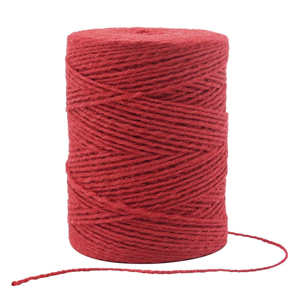 Tenn Well Red Jute Twine, 656 Feet 2mm Red Twine String for Gift Wrapping, Crafting, Gardening, Christmas Decorations