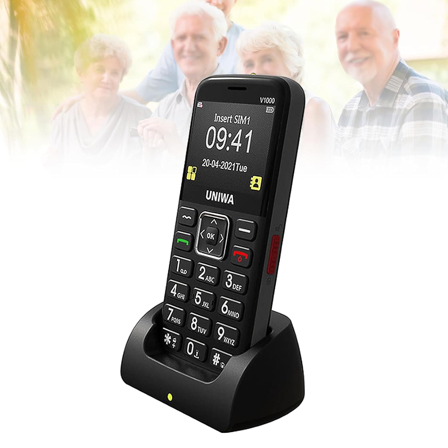 Basic Mobile Phone for the Elderly, Large Keyboard, Large Fonts, Large Display, Large Speakers, Waterproof/Anti-Fall, Rich in Functions, Easy to Use,Black