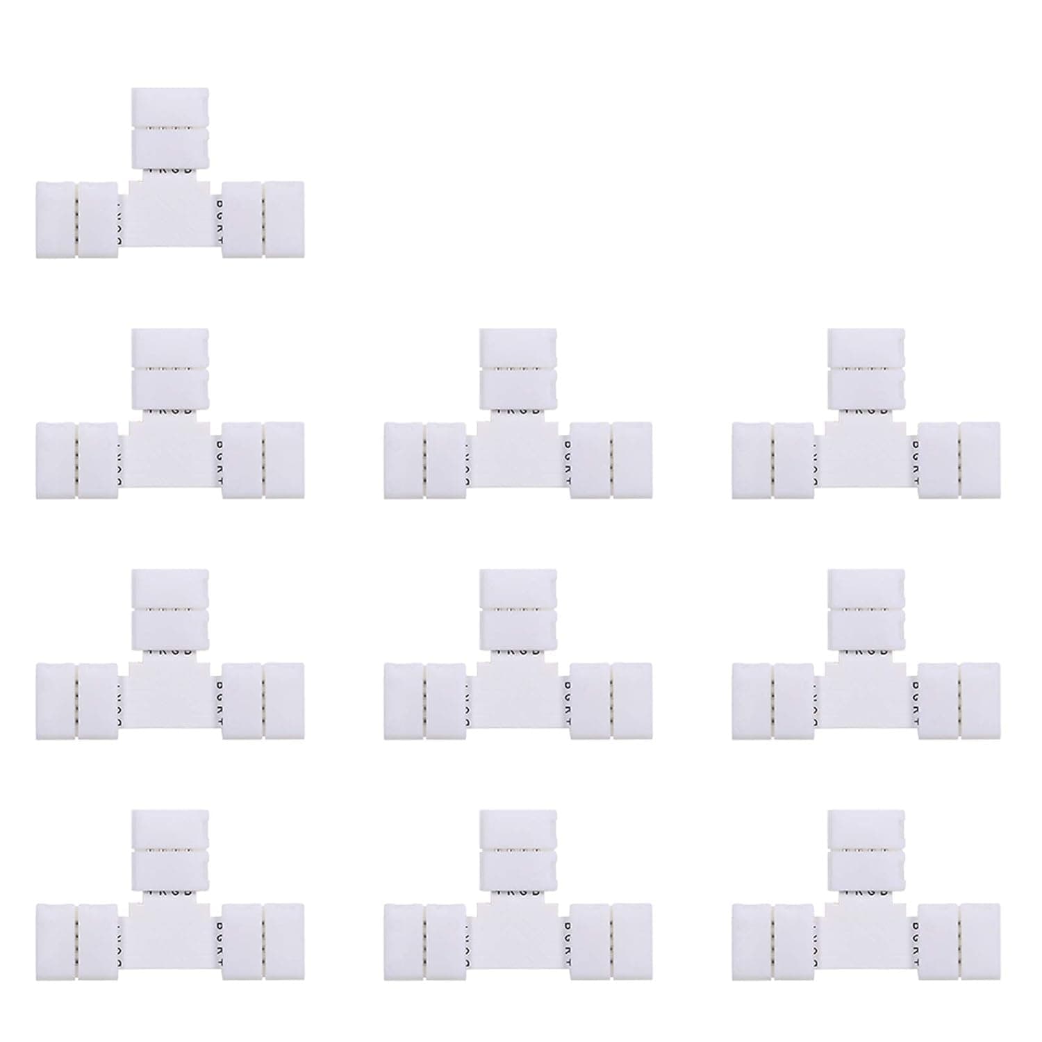 Labymos T Shape 4 Pins RGB LED Strip Connector Quick Splitter 10 Pack White