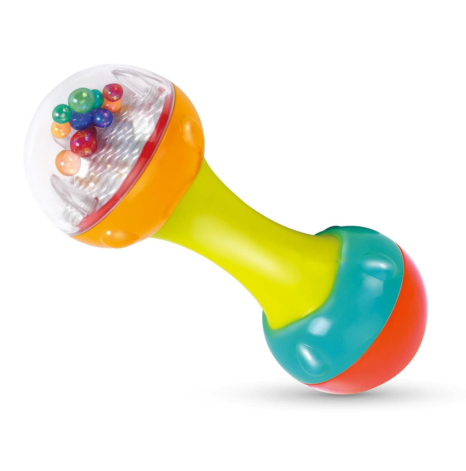 Hola Rocking Activity Rattle Roll for Babies – Dumbbell Shape Baby Rattle Toy with Colorful Beads & Sounds – Easy to Grasp, Sensory Teething Toy for Infants 3 Months+ – Baby Boy Girl Gift
