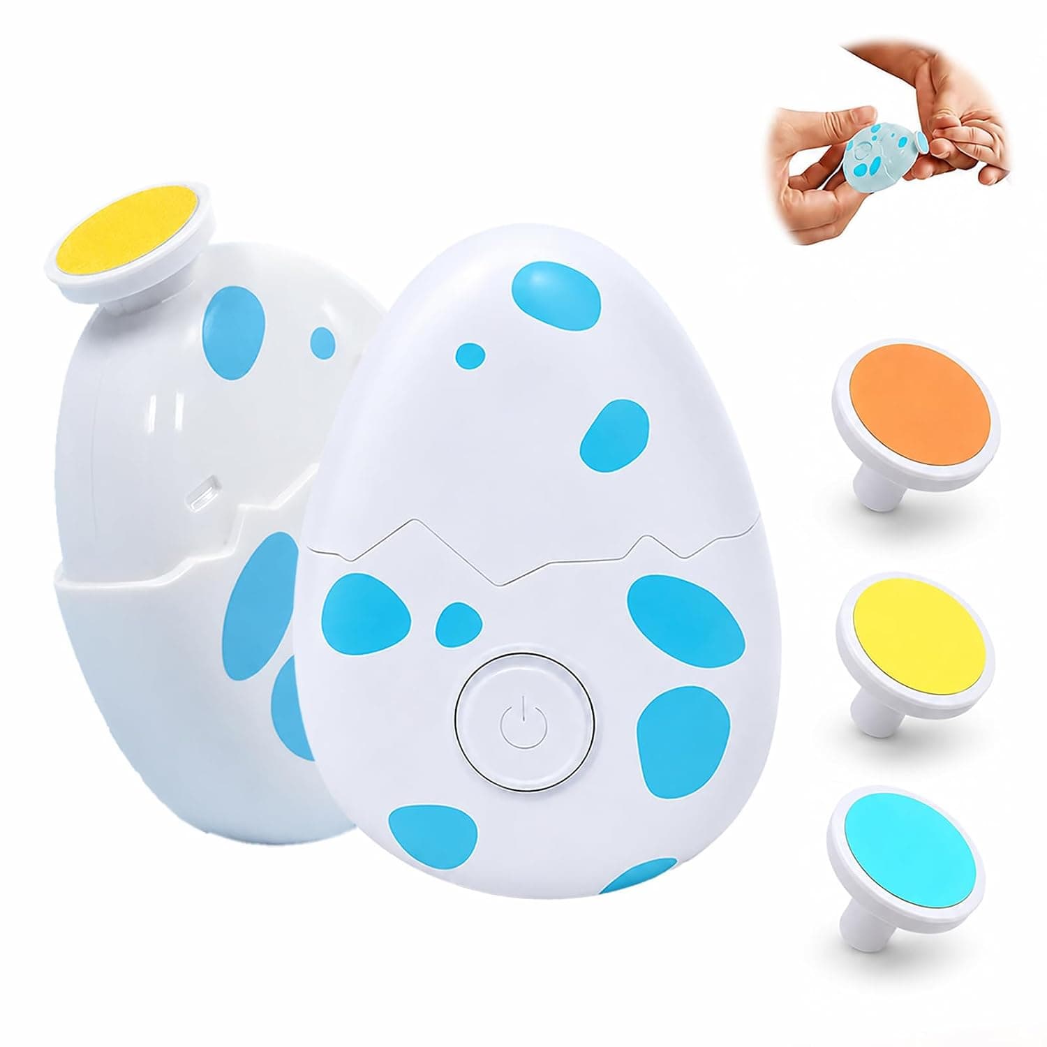 Electric Baby Nail Trimmer Kit, Ergonomic Quiet, With 3 Grinding Heads, Egg Style Electric Nail Trimmer Harmless Gentle Grooming Design For Infants Fingernails And Toenails, مبرد اظافر اطفال
