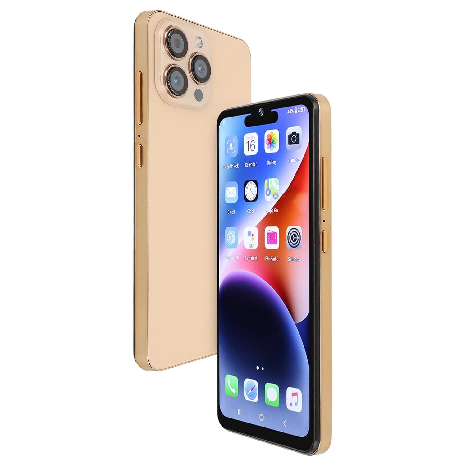 6.53 Inch Smartphone, 128G Expandable Dual SIM Dual Standby 3G Cell Phone Face Recognition 3500mAh Battery for Entertainment for Call