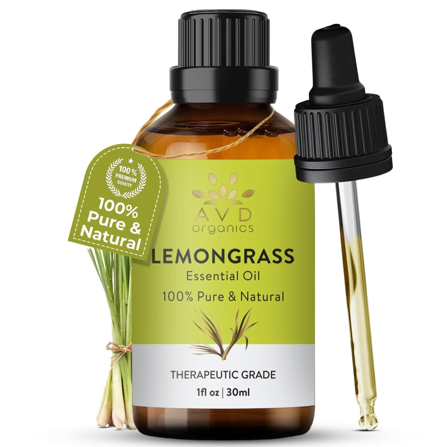 AVD Organics Lemongrass Oil | 100% Pure and Natural | Therapeutic Grade Essential Oil for Aromatherapy Skin and Hair | 1 fl. Oz