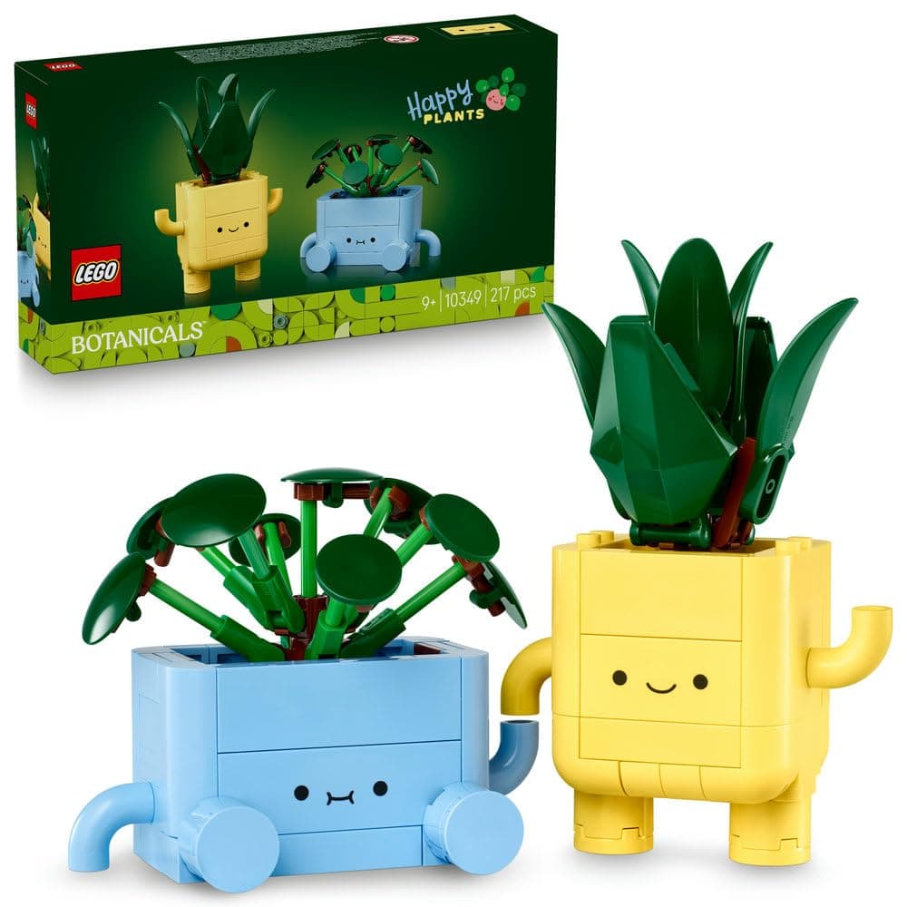 LEGO Botanicals Happy Plants 10349 | Artificial Plants Crafts Kit, Colourful Pots & Cartoon Faces, Bedroom Decor, Gift for 9+ Year Old Girls & Boys, 217 Pieces
