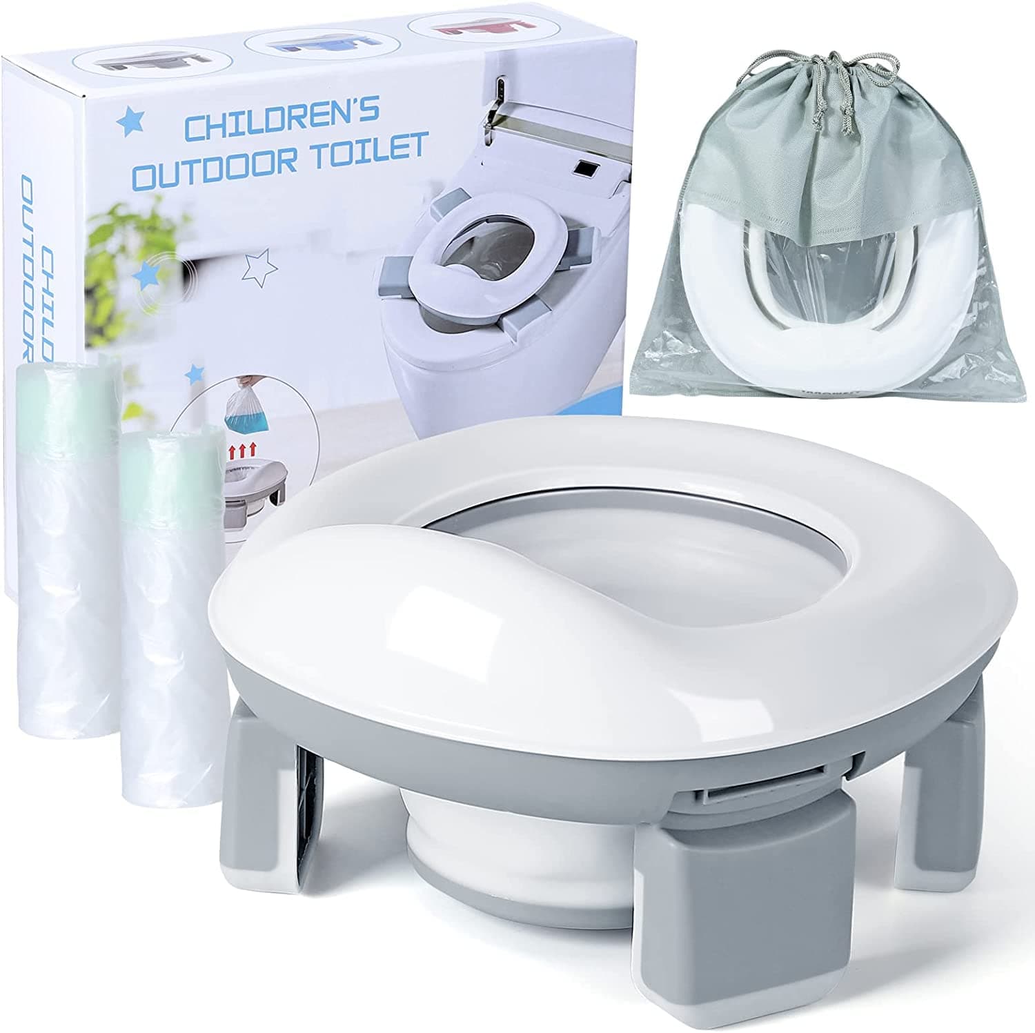 Portable Potty Training Toilet for Boys and Girls with Storage Bag - Foldable Travel Potty Chair, Toddler Potty Seat for Indoor and Outdoor, Easy to Clean,20 sheets