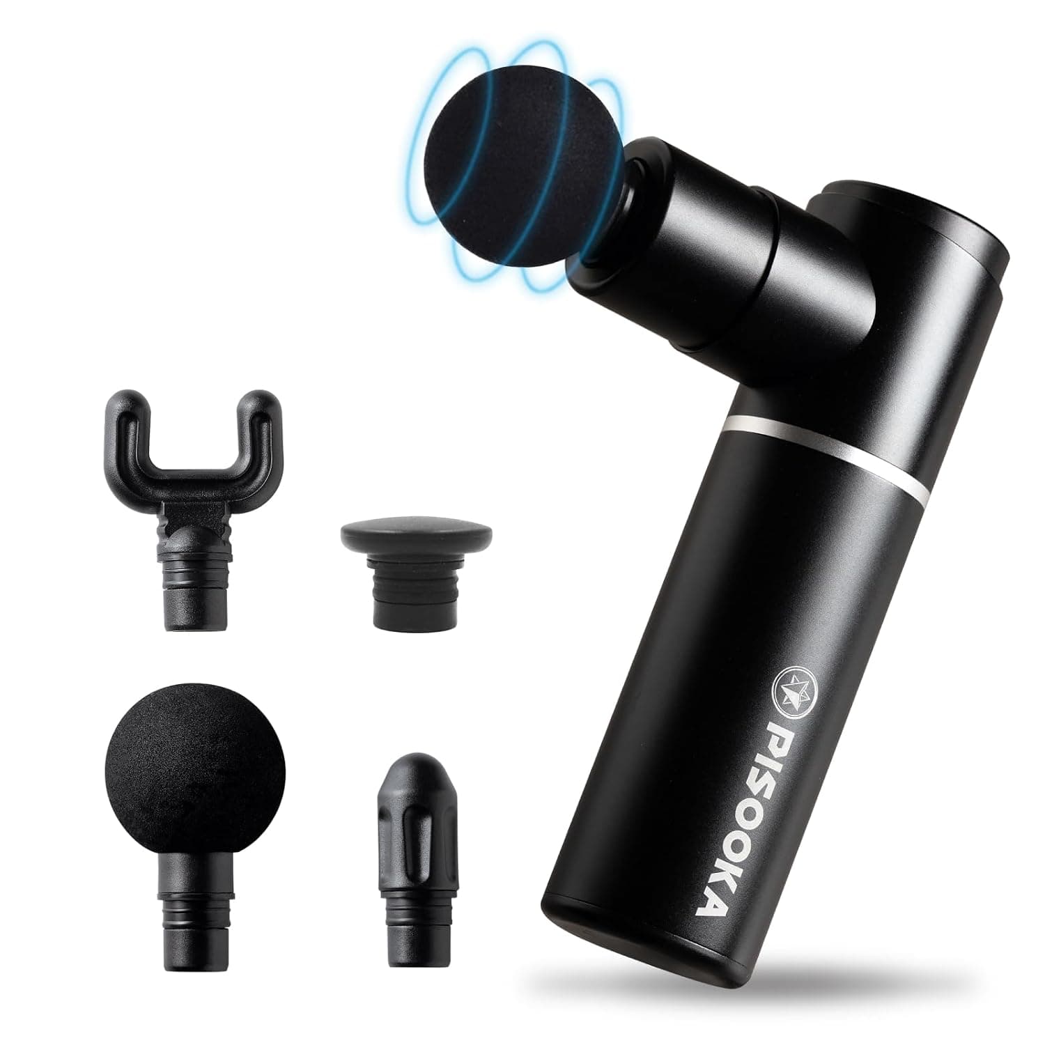 PISOOKA X Mini Massage Gun, Percussion Massage Gun Deep Tissue, Extremely Lightweight Portable Handheld Massager for Neck Back Pain Relief, Muscle Relaxation, Gifts for Him (4 Speed, Black)