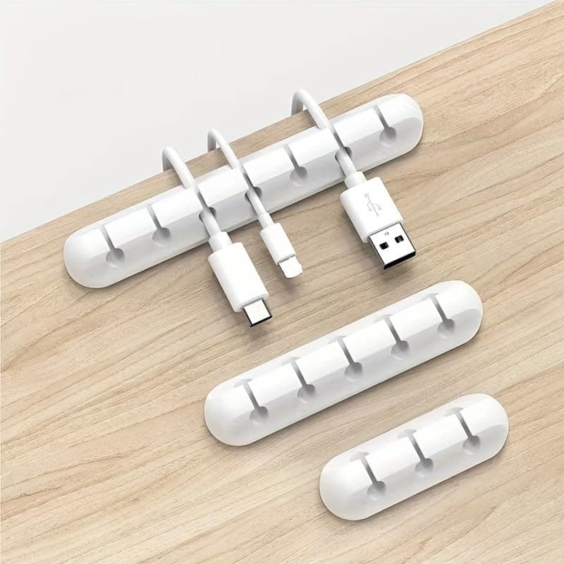 Cable Holder Clips, 3-Pack Cable Management Cord Organizer Clips Silicone for Desktop USB Charging Cable Nightstand Power, White