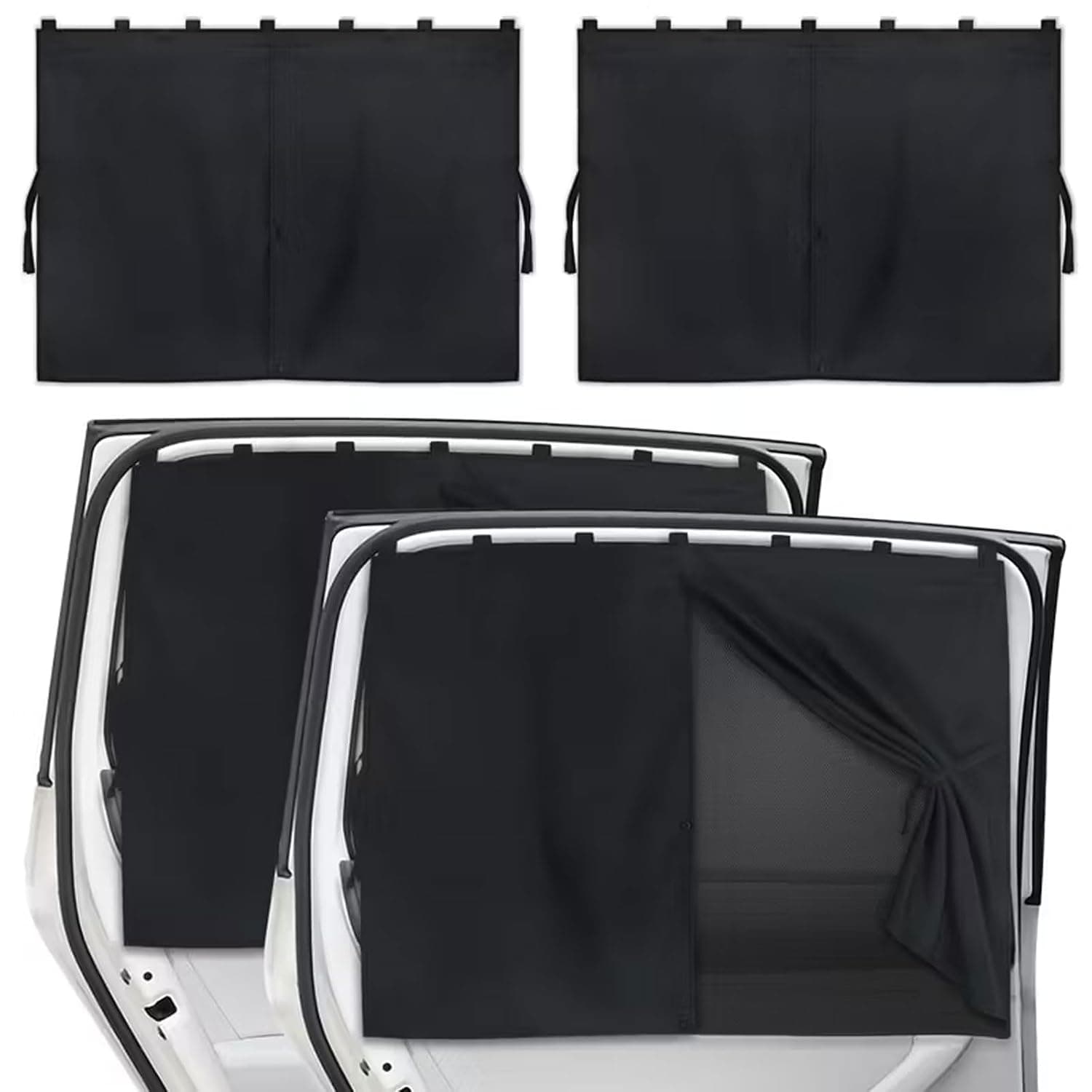 ANYUAN Car Window Sun Shade Magnetic, 2 Pack Double-Layer Sunshade for Car Side Windows, UV Protection Privacy Shade with Strong Magnets, Easy Install for Family Travel
