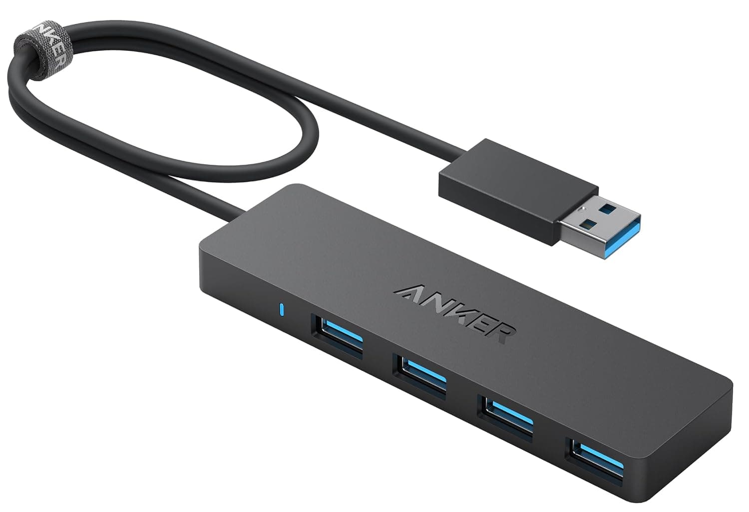 Anker 4-Port USB 3.0 Hub, Ultra-Slim Data USB Hub with 2 ft Extended Cable [Charging Not Supported], for MacBook, Mac Pro, Mac mini, iMac, Surface Pro, XPS, PC, Flash Drive, Mobile HDD (A) | No charging power, suitable for MacBook, Mac Pro, Mac Mini, iMac, Surface Pro, XPS, PC, Flash Drive, Mobile HDD, AK-A75