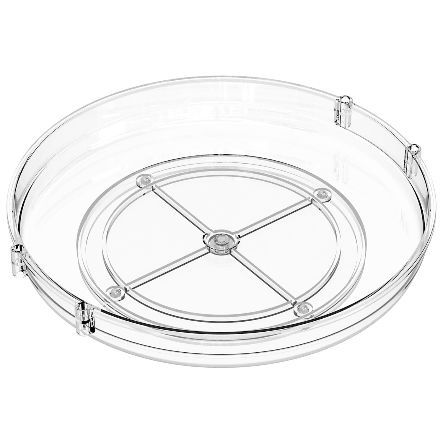 منظم دوار من الاكريليك الشفاف ليزي سوزان من يلا جوي، منظم دوار شفاف لرف التوابل وخزانة المطبخ والمخزن والثلاجة، منظم دوار للتوابل والصلصات والعلب والادوية